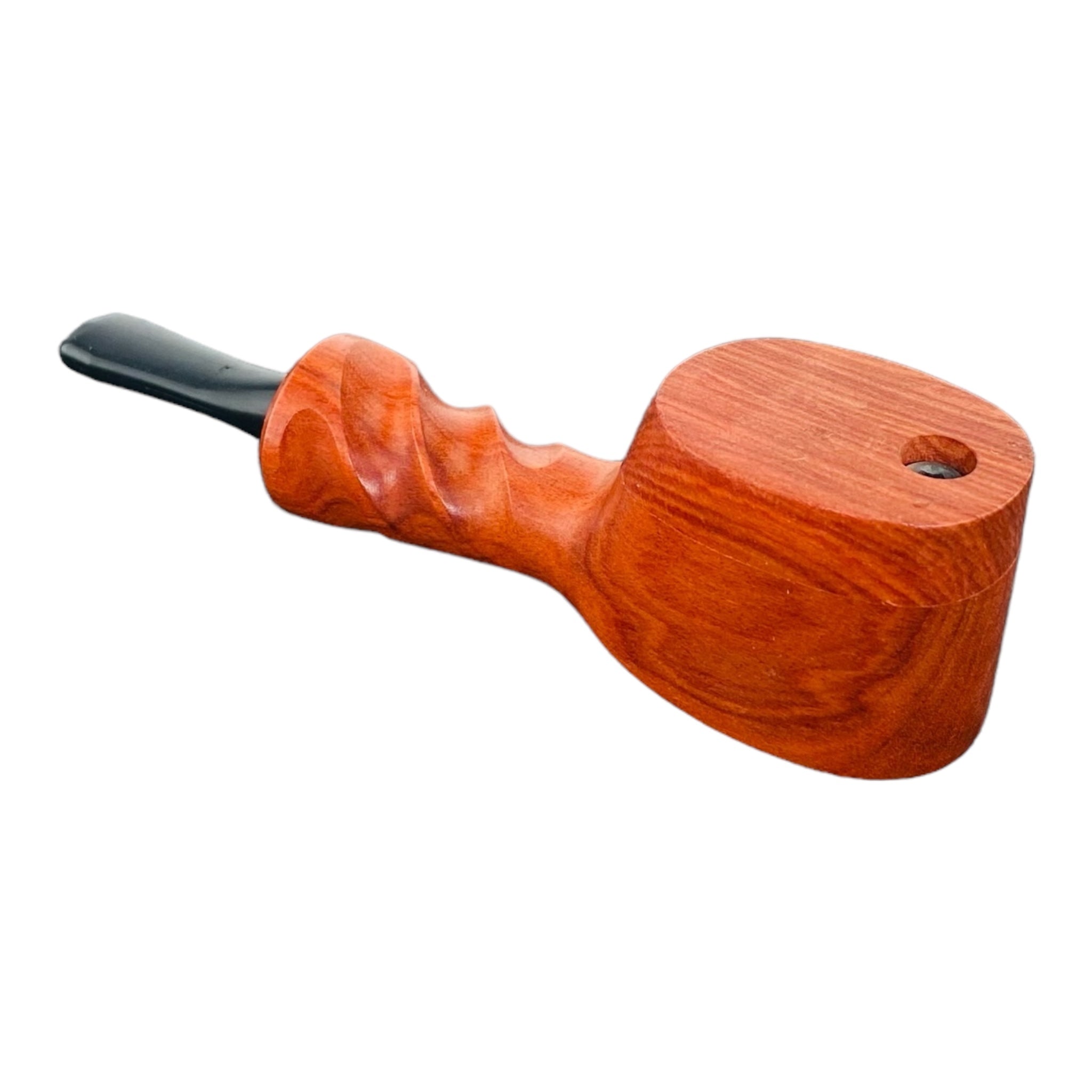 Wood Hand Pipe - Twsited Stem Wood Pipe With Lid