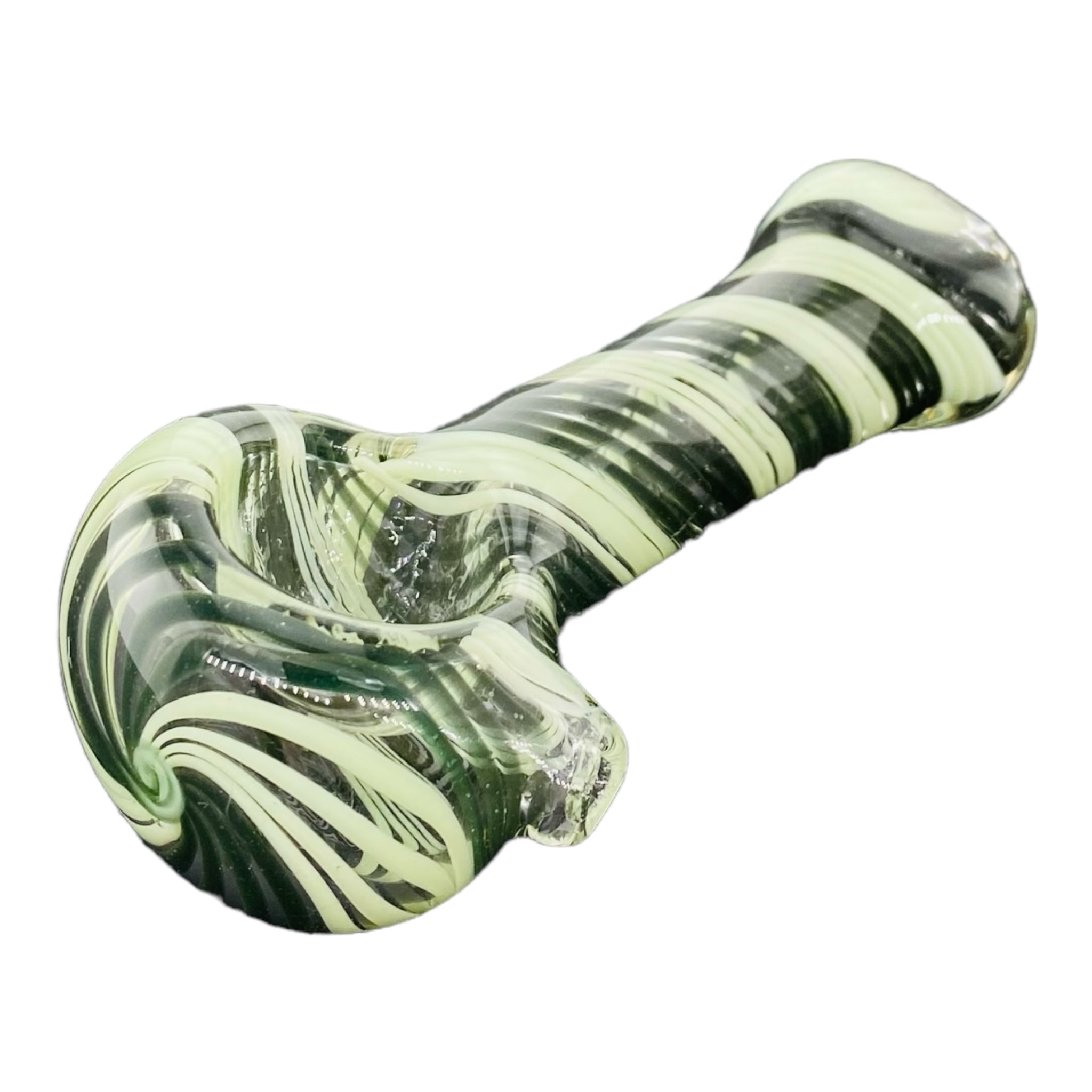 Slyme Green And Dark Green Double Twist Glass Hand Pipe