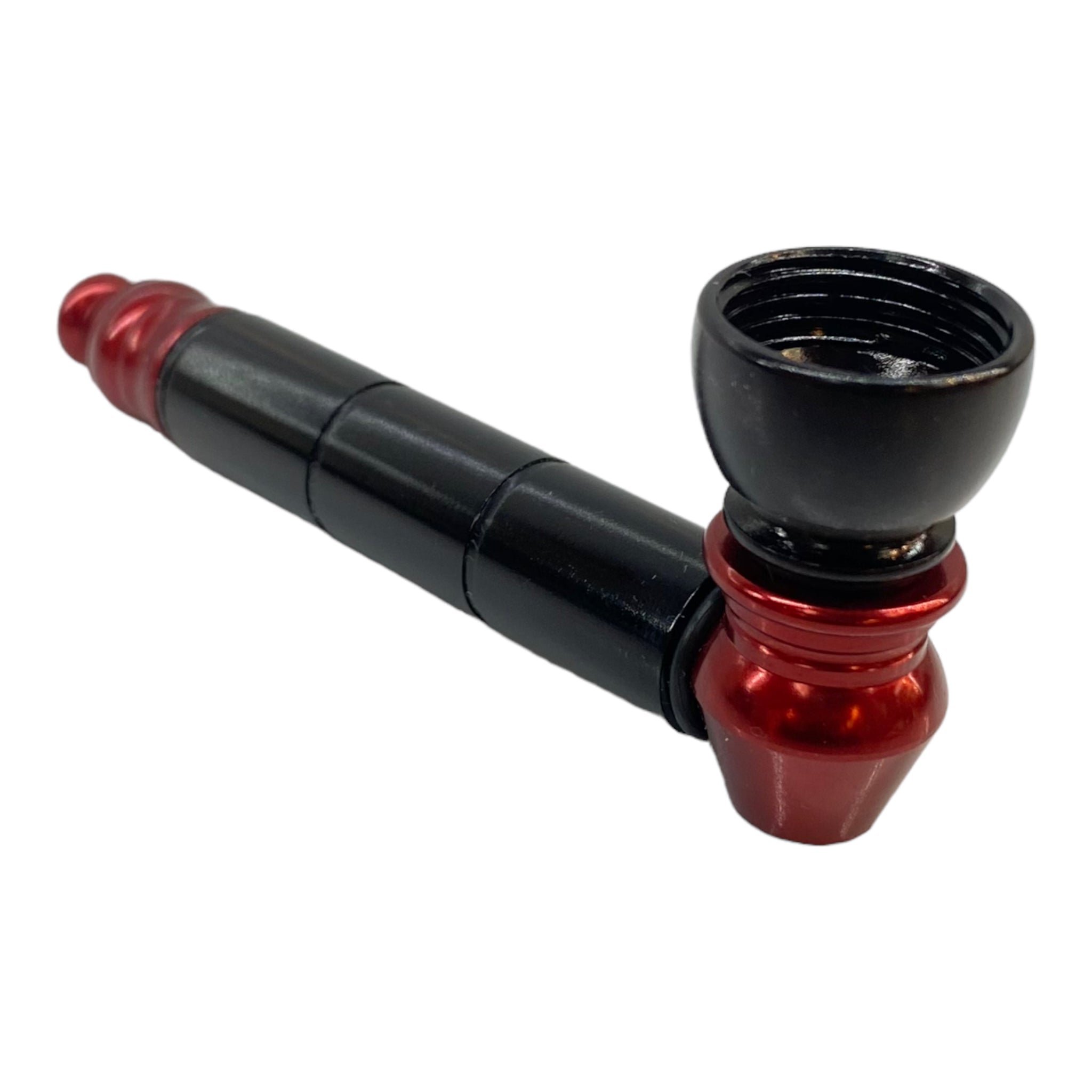 Metal weed and tobbaco pipe black and red basic metal pipe with small chamber for sale free shipping