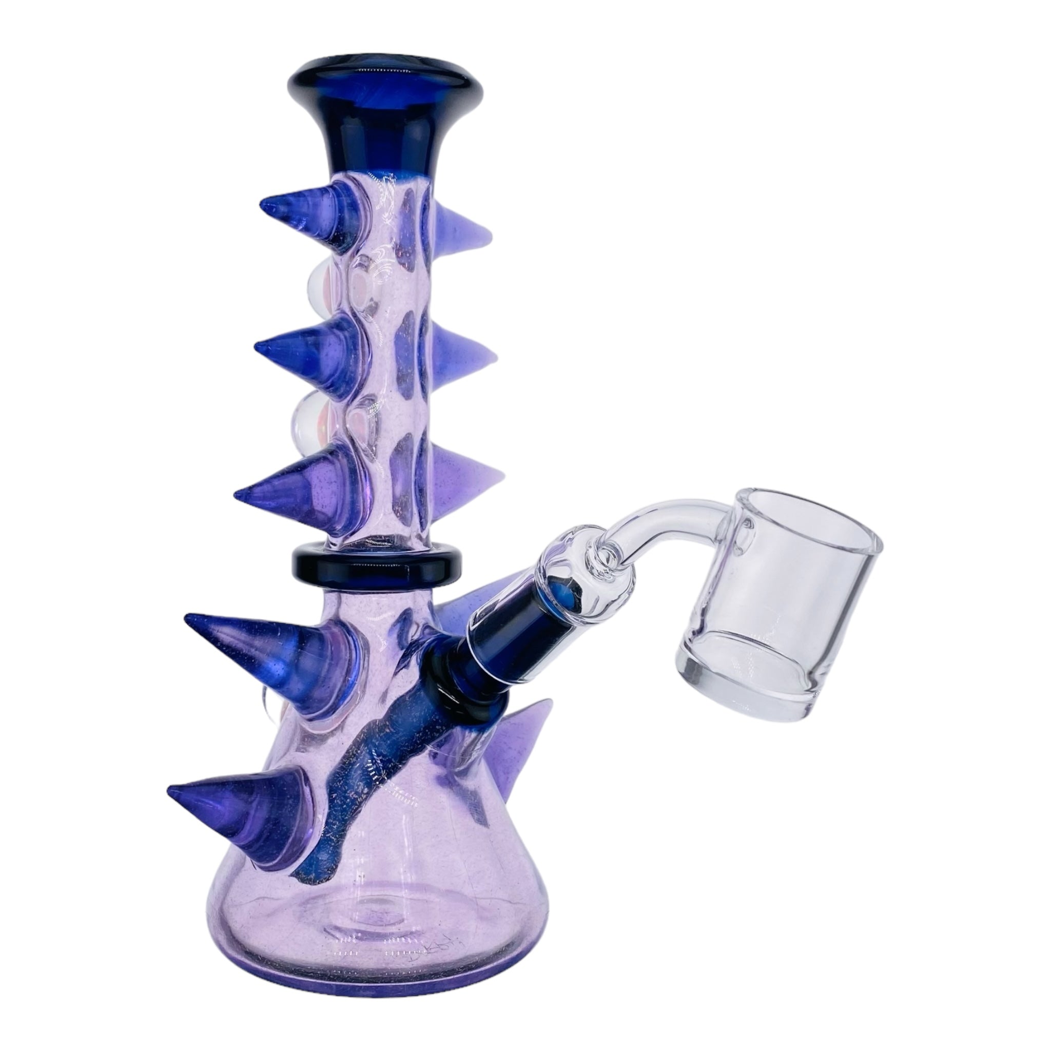 Darby Holm - Purple Reign Dichro Horned Minitube Dab Rig Water Pipe With Large Opals