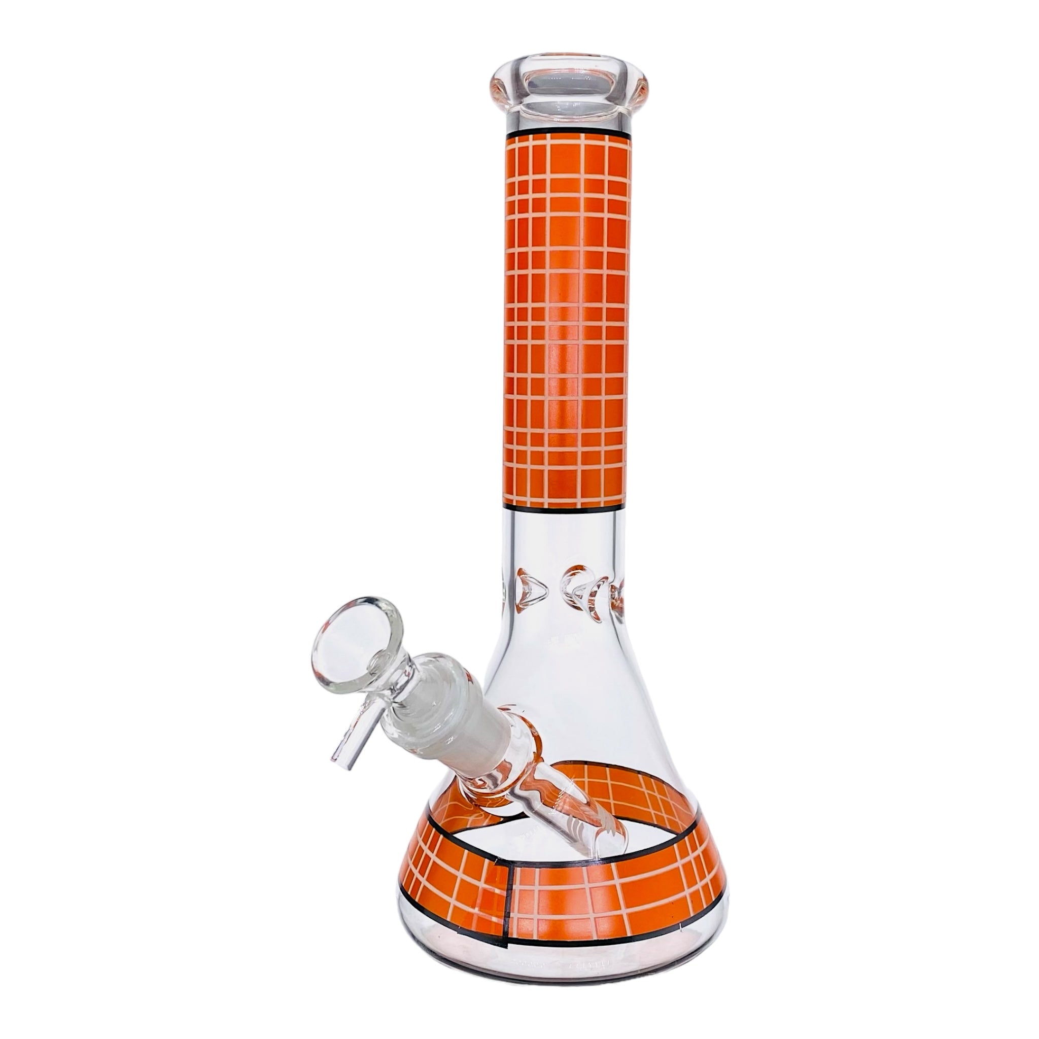 small travel 10 Inch Clear Beaker Glass Bong With Orange Plaid for sale