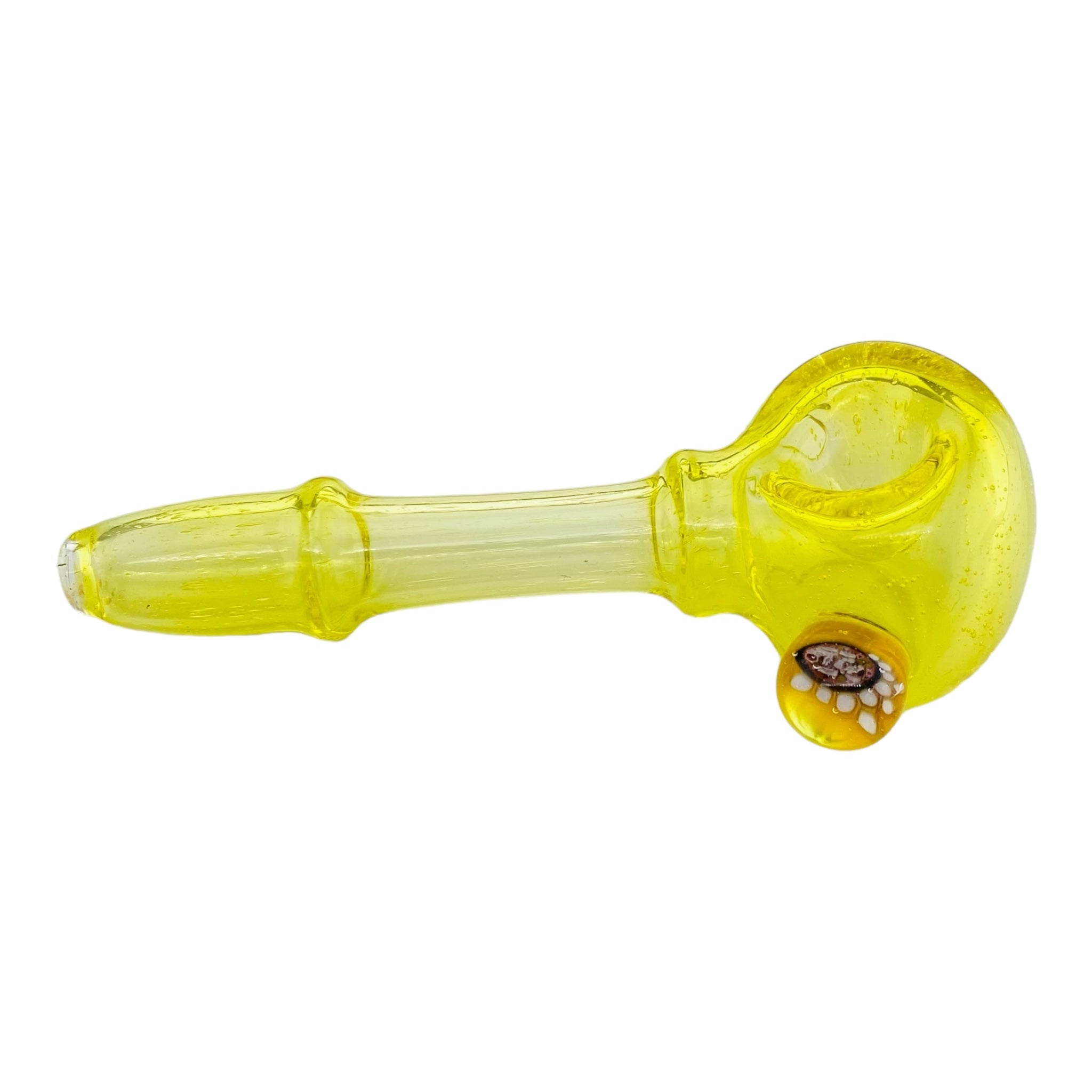 Translucent Yellow Lemon Drop Glass Hand Pipe With Honeycomb Millie