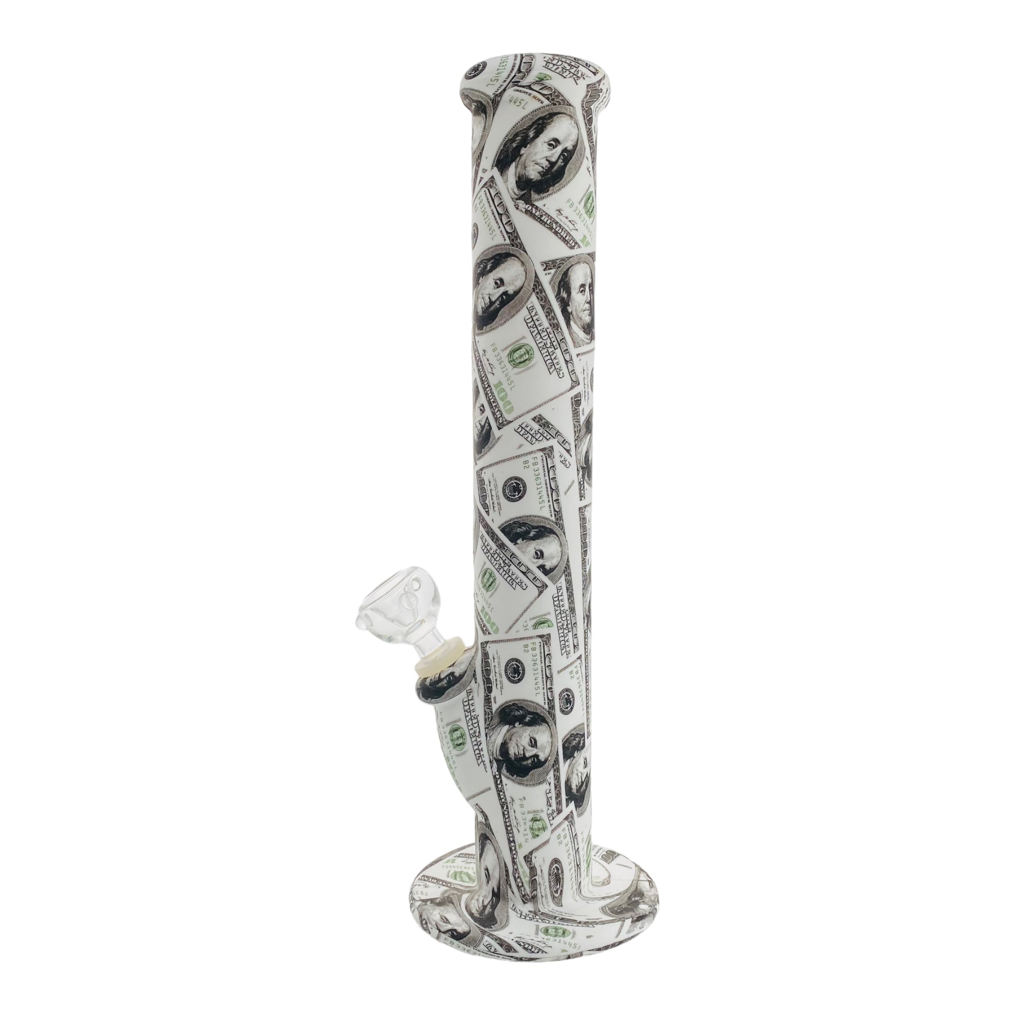 12 Inch Silicone Straight Bong With $100 Bills