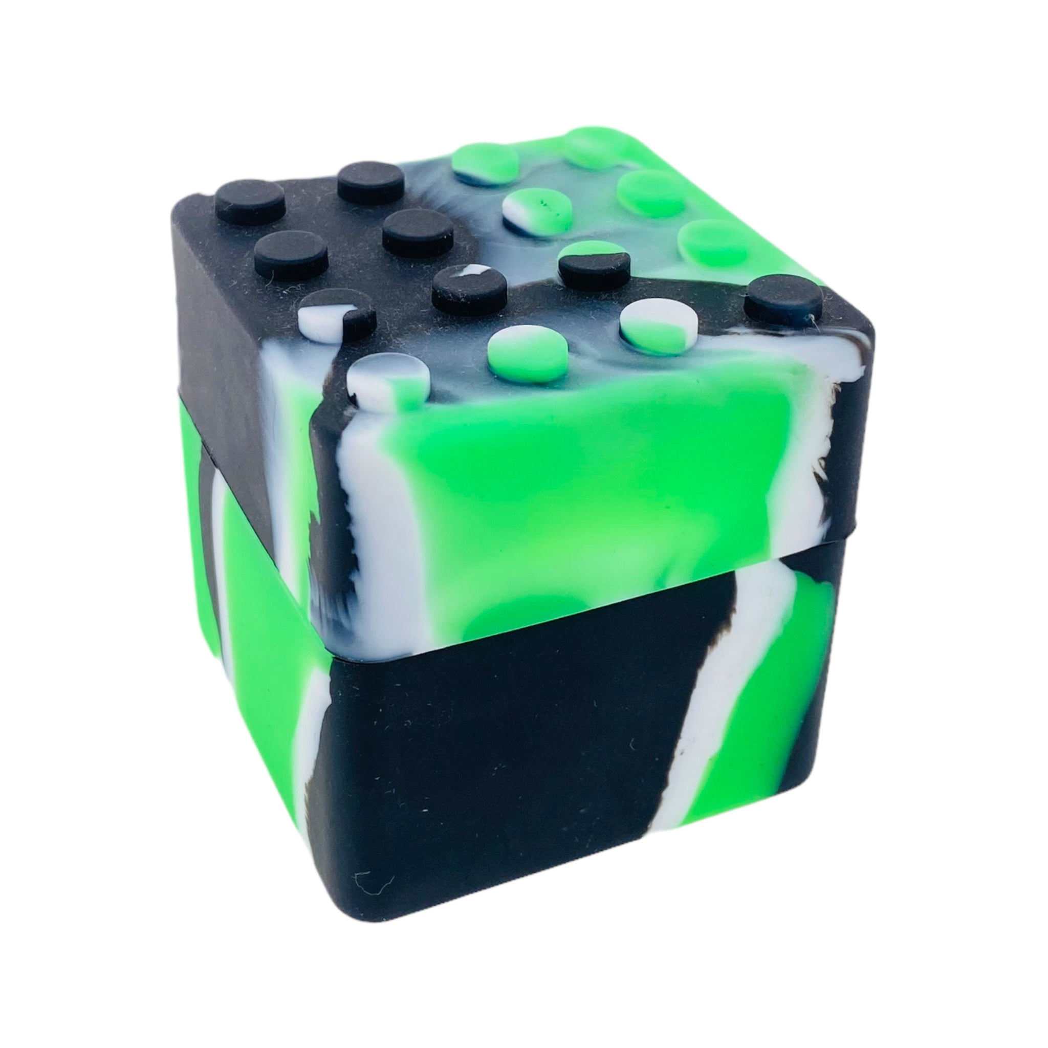 Large Square Silicone Container Green, White & Black