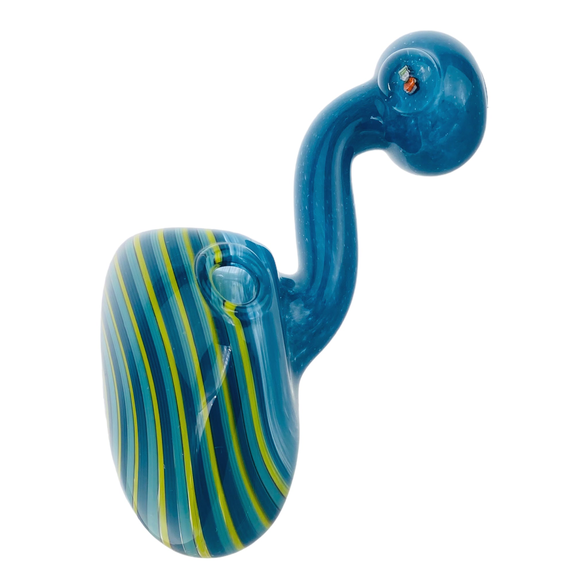 Blue Sherlock Glass Pipe With Multicolor Spiral And South Park Millefiori