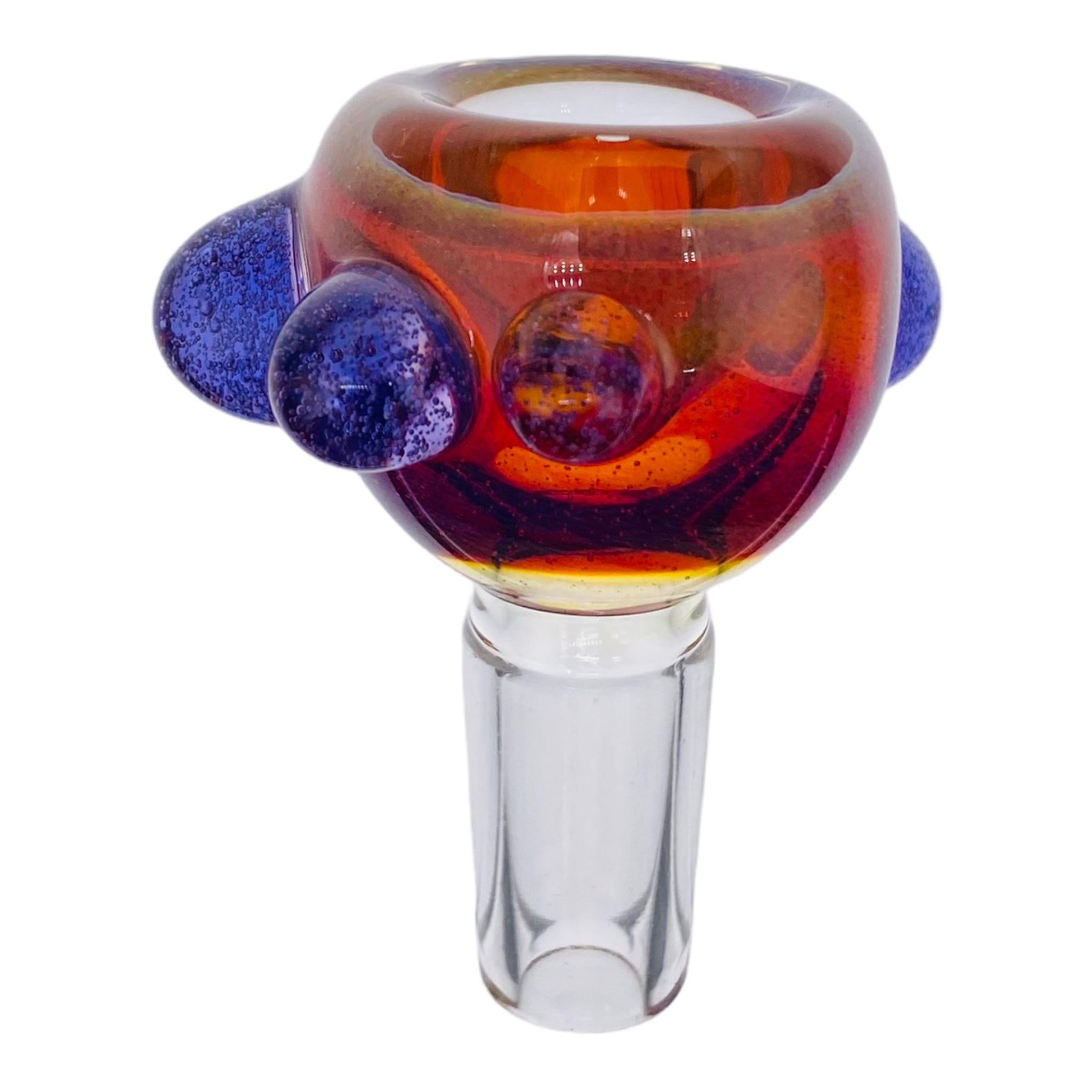 Arko Glass - 14mm Flower Bowl Amber Frit Bubble With Purple Dots