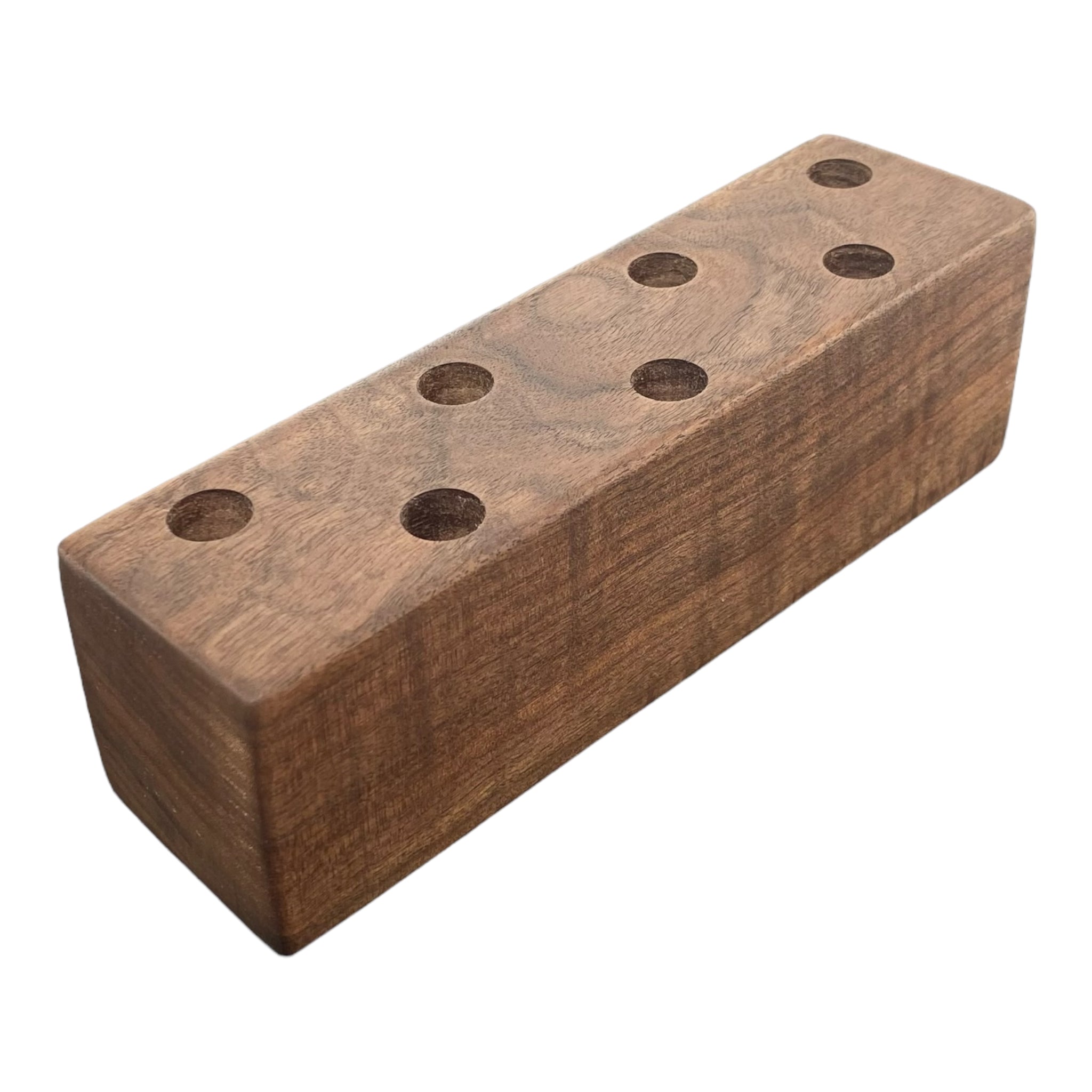 7 Hole Wood Display Stand Holder For 14mm Bong Bowl Pieces Or Quartz Bangers - Black Walnut #2