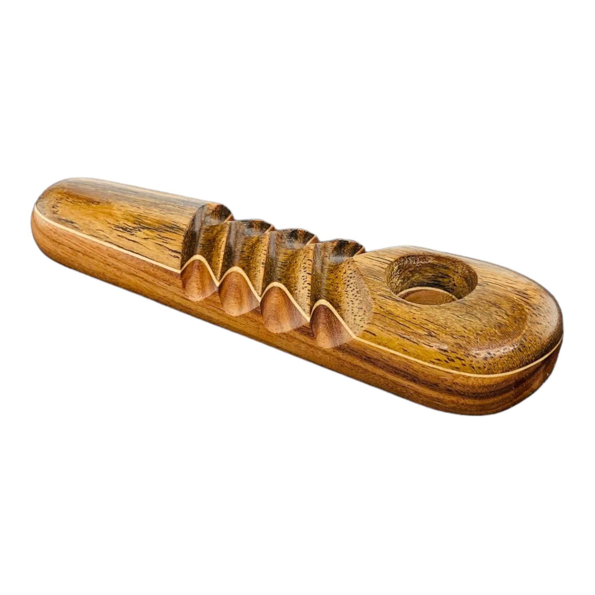 Wood Hand Pipe - Oval With Double Notch Hand Pipe