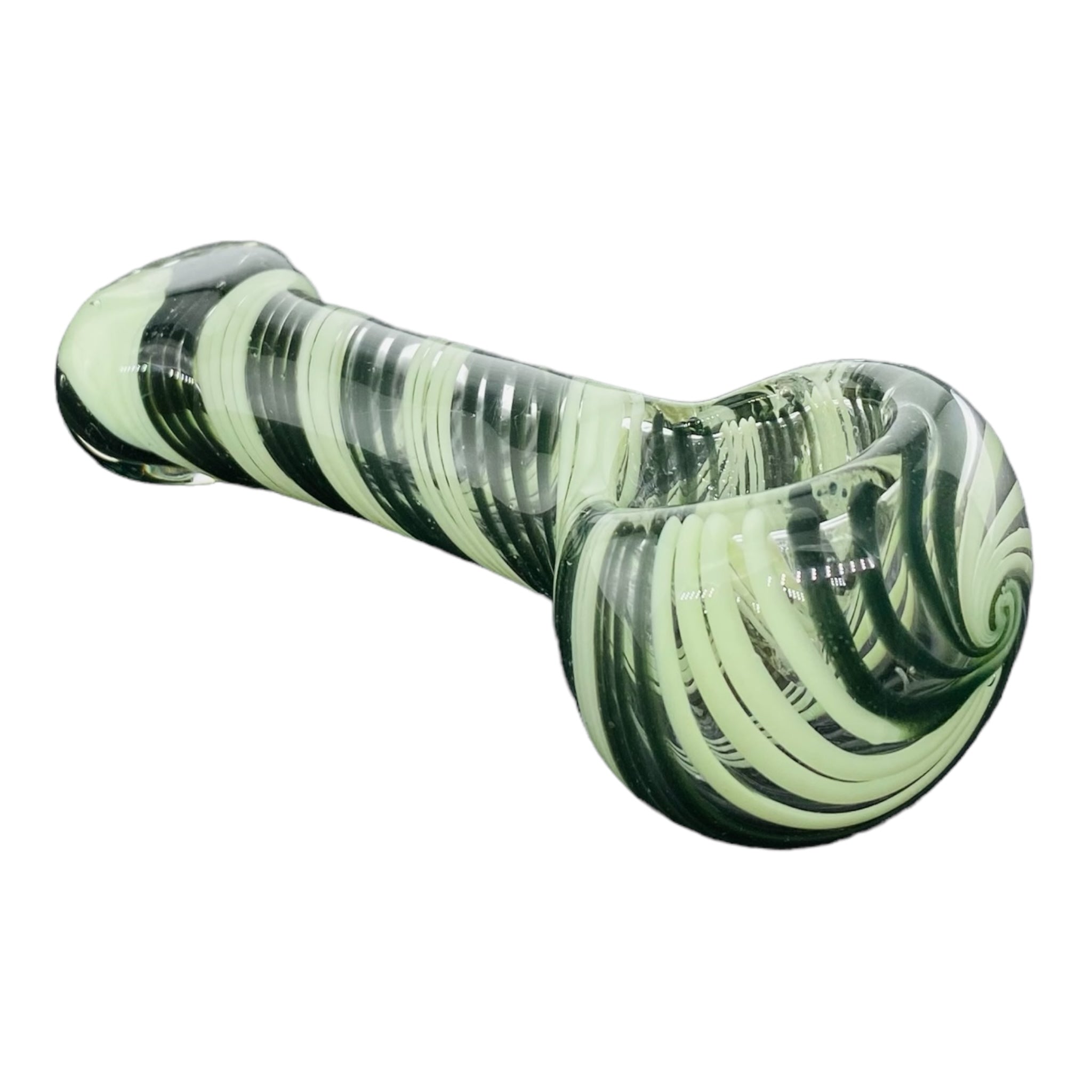 Slyme Green And Dark Green Double Twist Glass Hand Pipe
