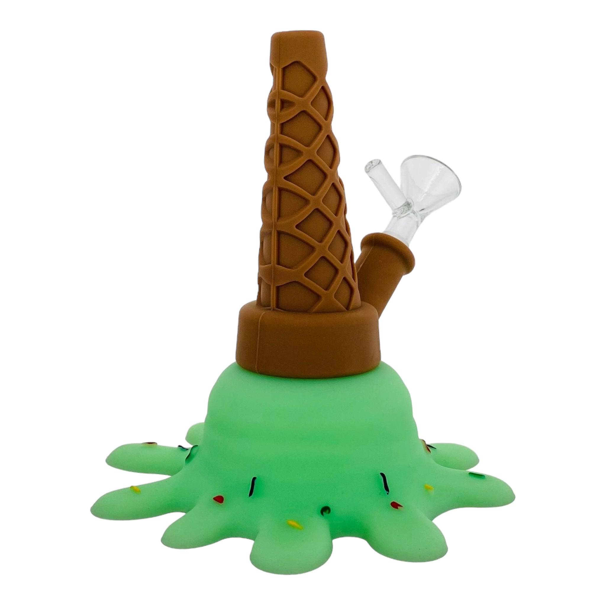 cute and girly Silicone Rubber Ice Cream Cone Bong Green for sale