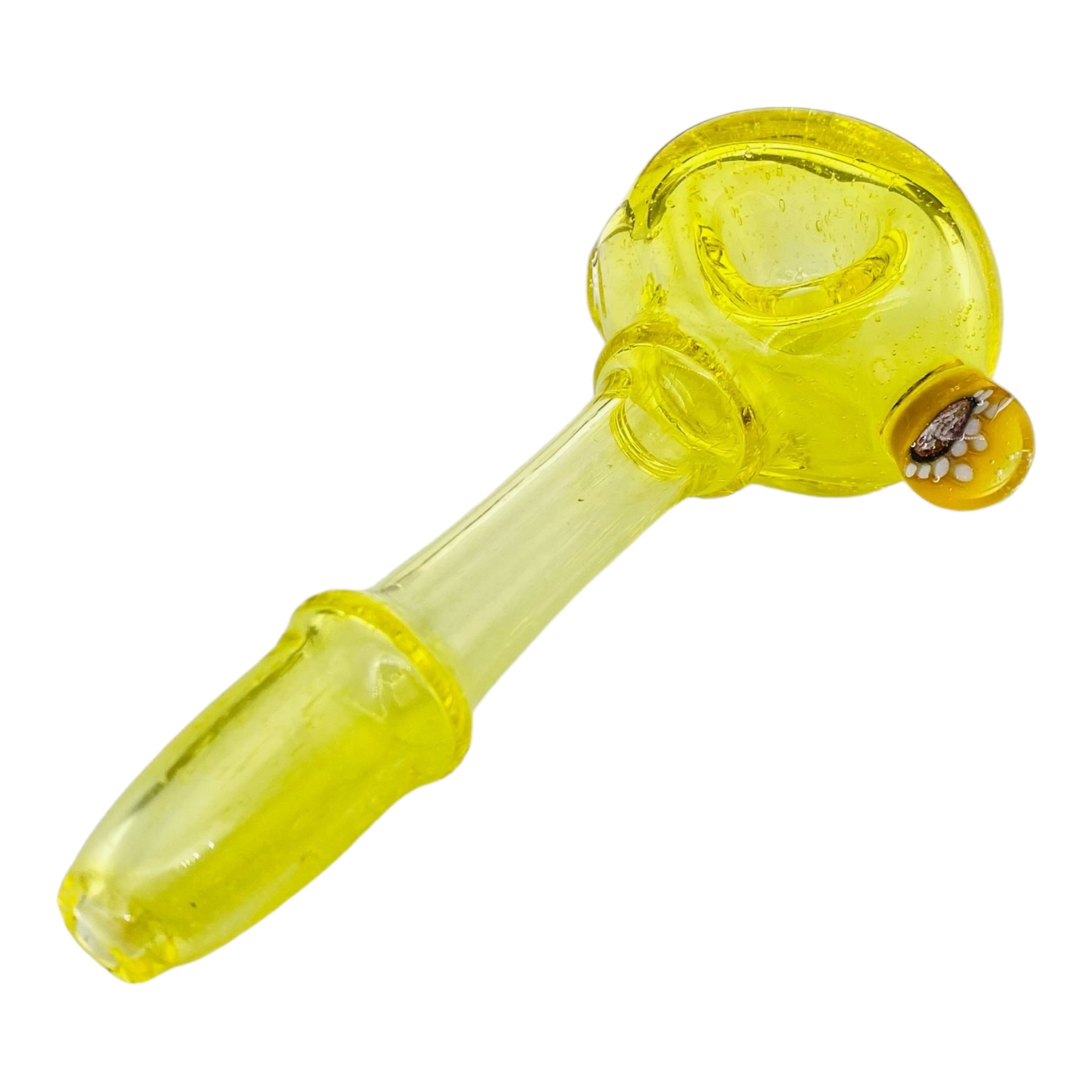 Translucent Yellow Lemon Drop Glass Hand Pipe With Honeycomb Millie