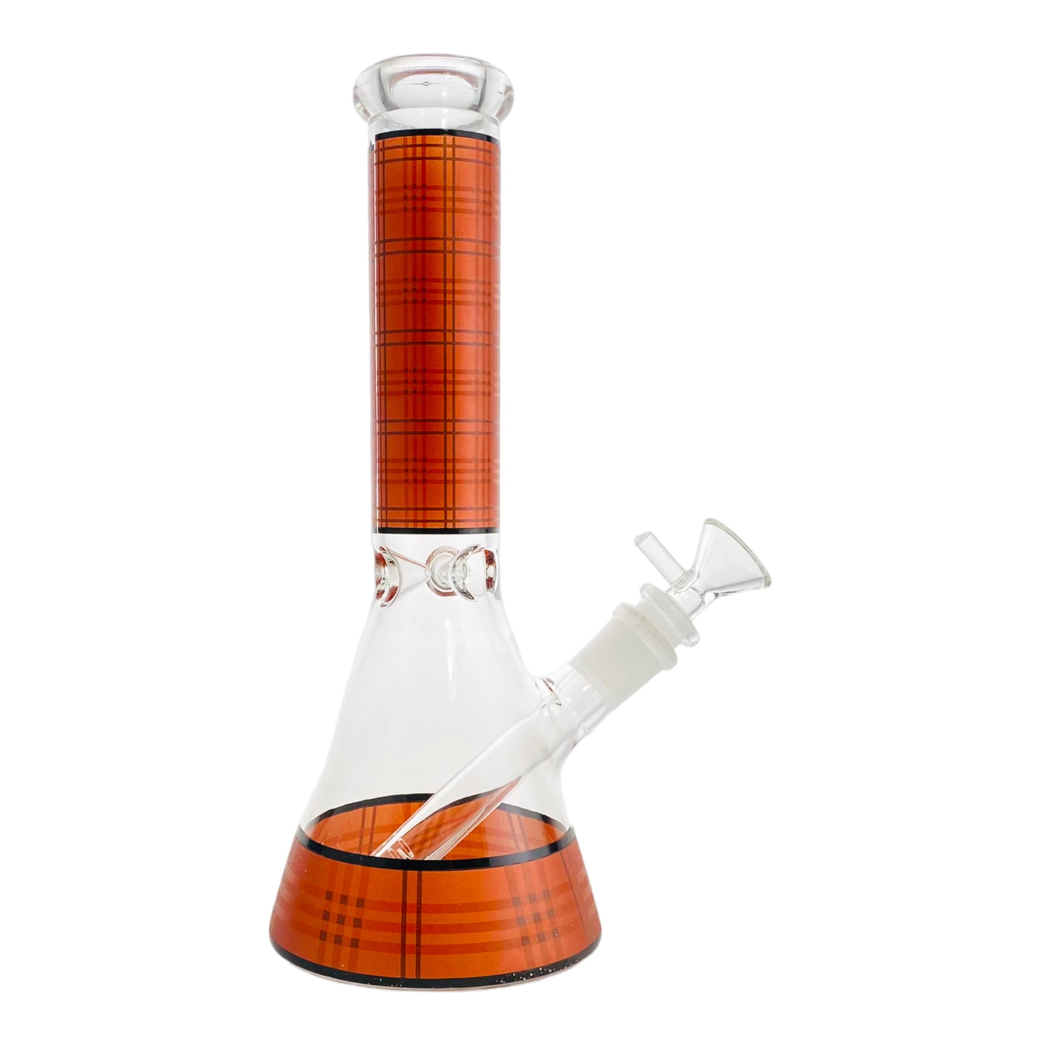 10 Inch Glass Beaker Bong With Red And Black Plaid