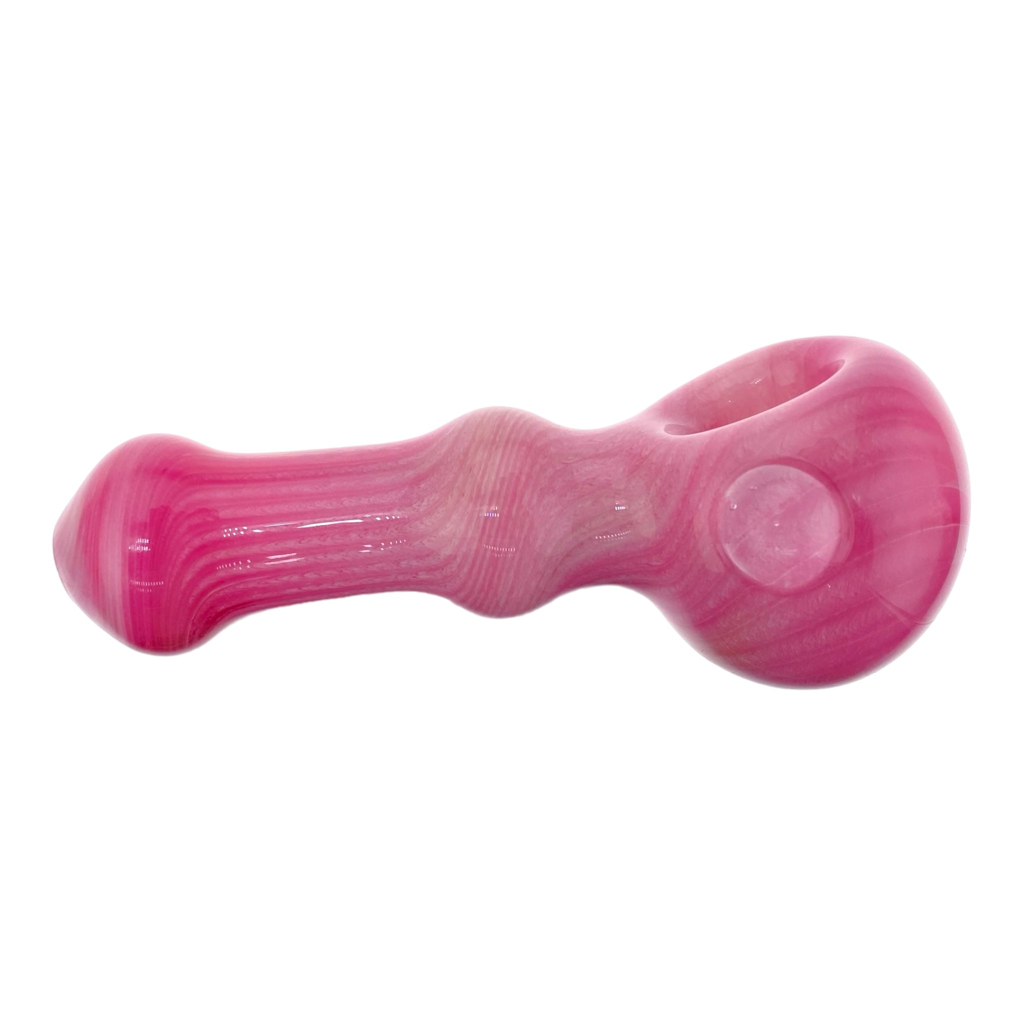 cute and girly Pink Over White Glass Hand Pipe for sale