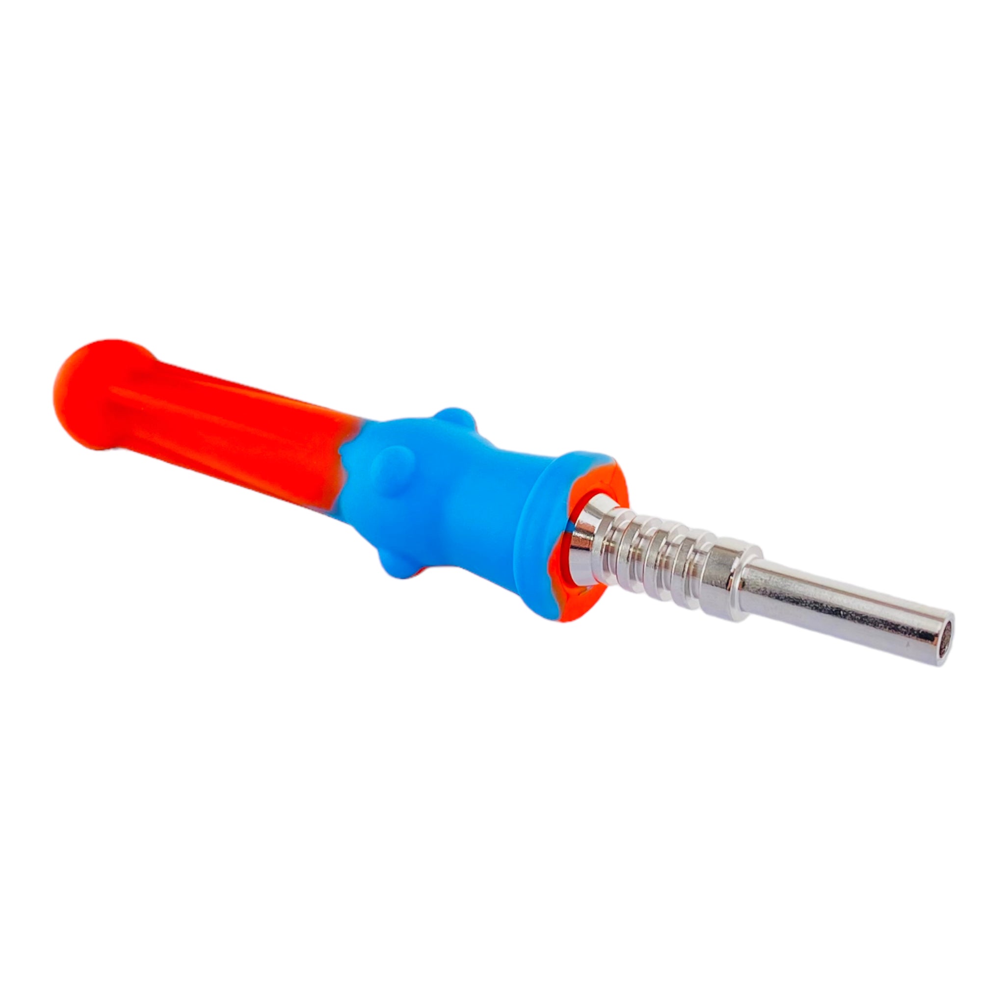 small best cheap affordable and portable 14mm Blue and Orange Silicone Nectar Collector With Titanium Tip
