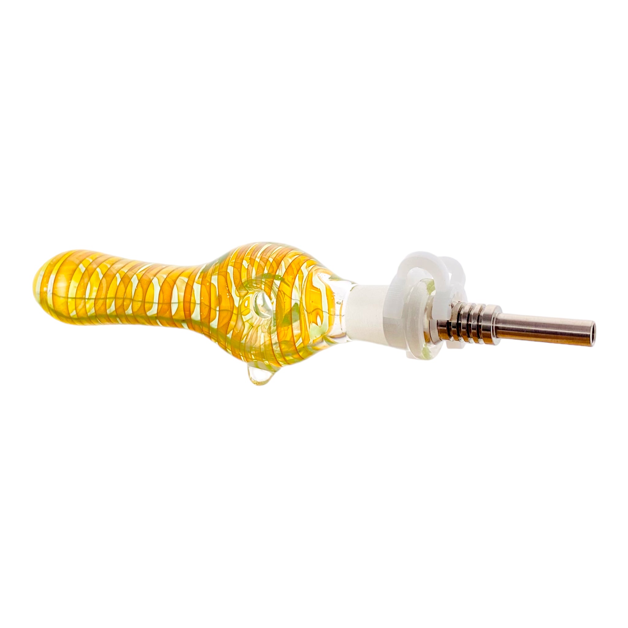 10mm Nectar Collector - Mini Glass Gold Fumed Donut With Titanium Tip