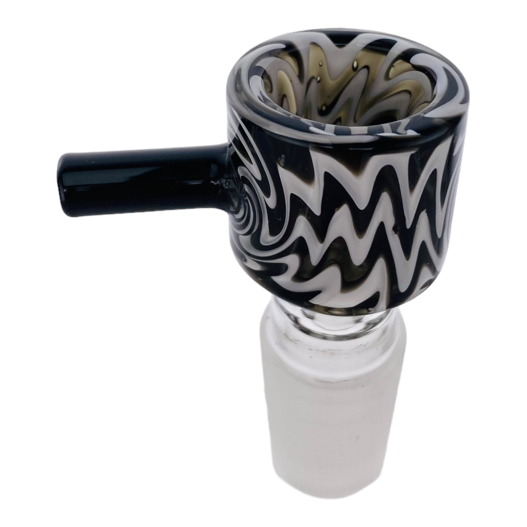 18mm Flower Bowl - Black And White Cylinder Straight Wall Bong Bowl Piece