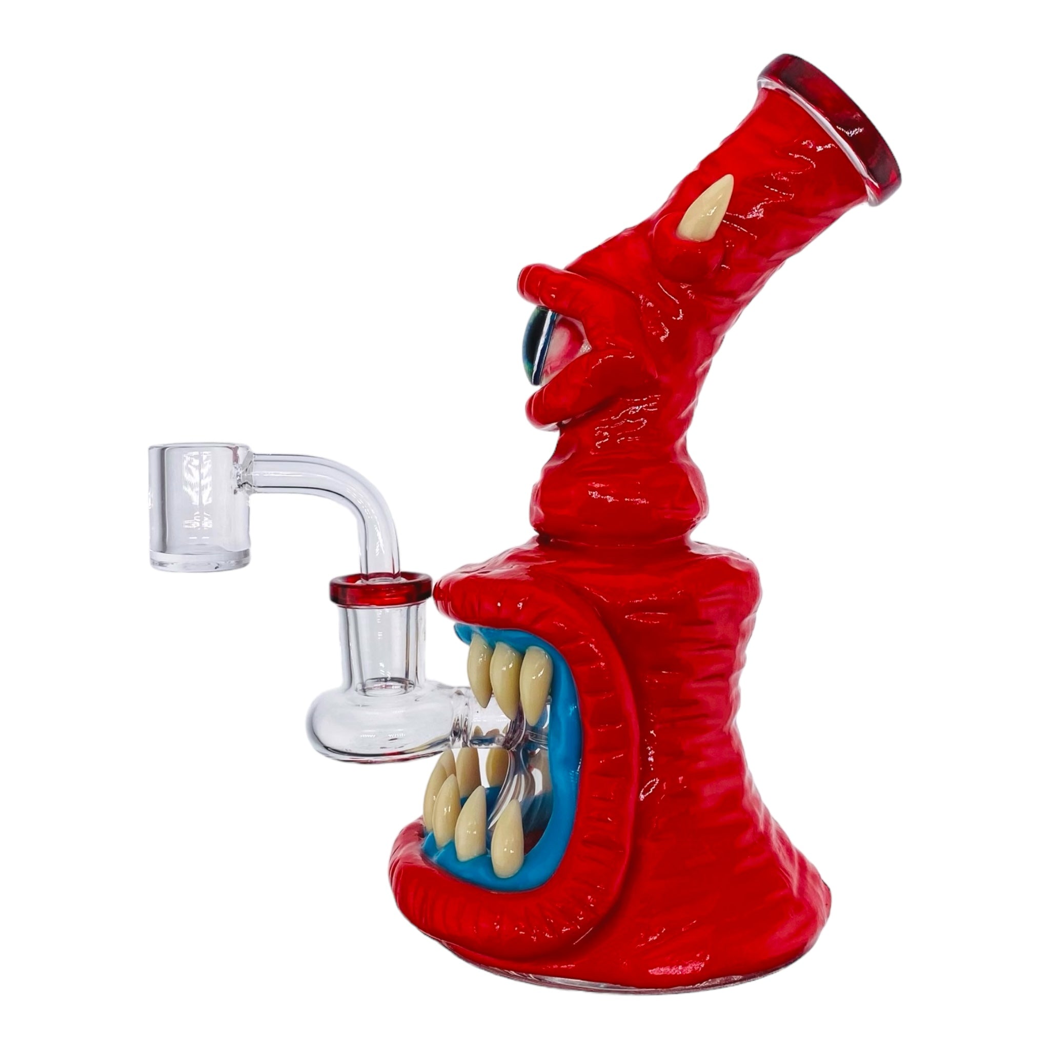 small red cute dab rig with halloween themed creature on it for sale