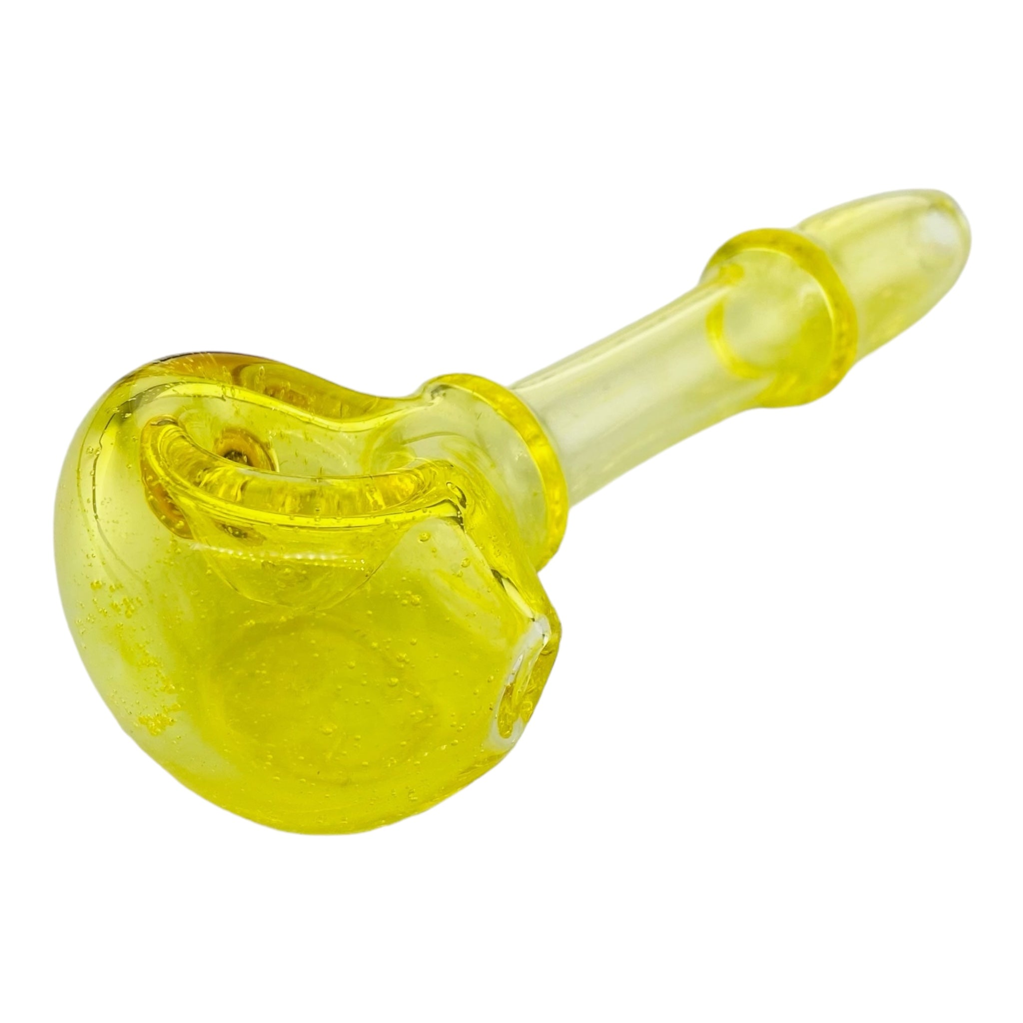 Translucent Yellow Lemon Drop Glass Hand Pipe With Honeycomb Millie