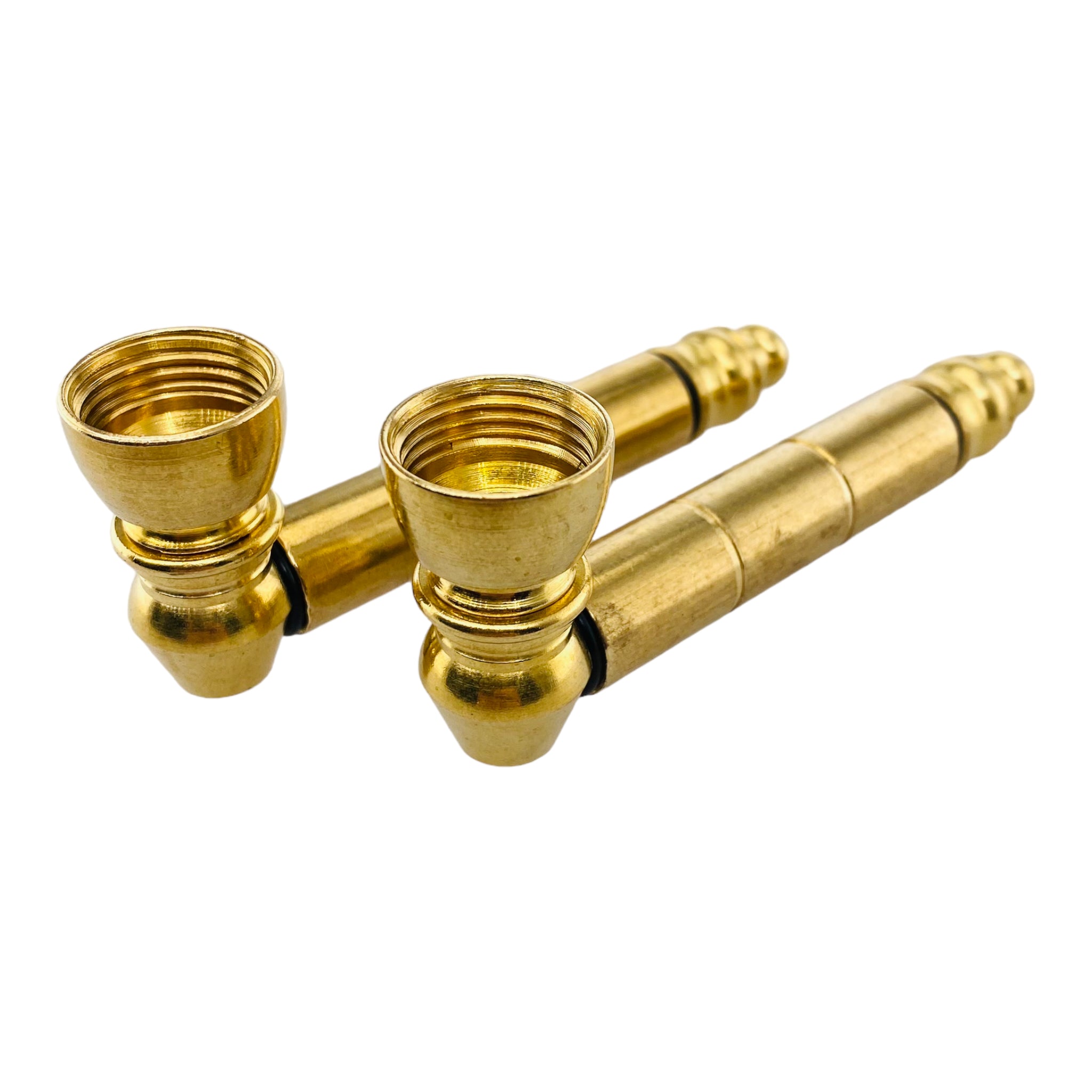 brass bundle of two metal smoking pipes and 10 screens