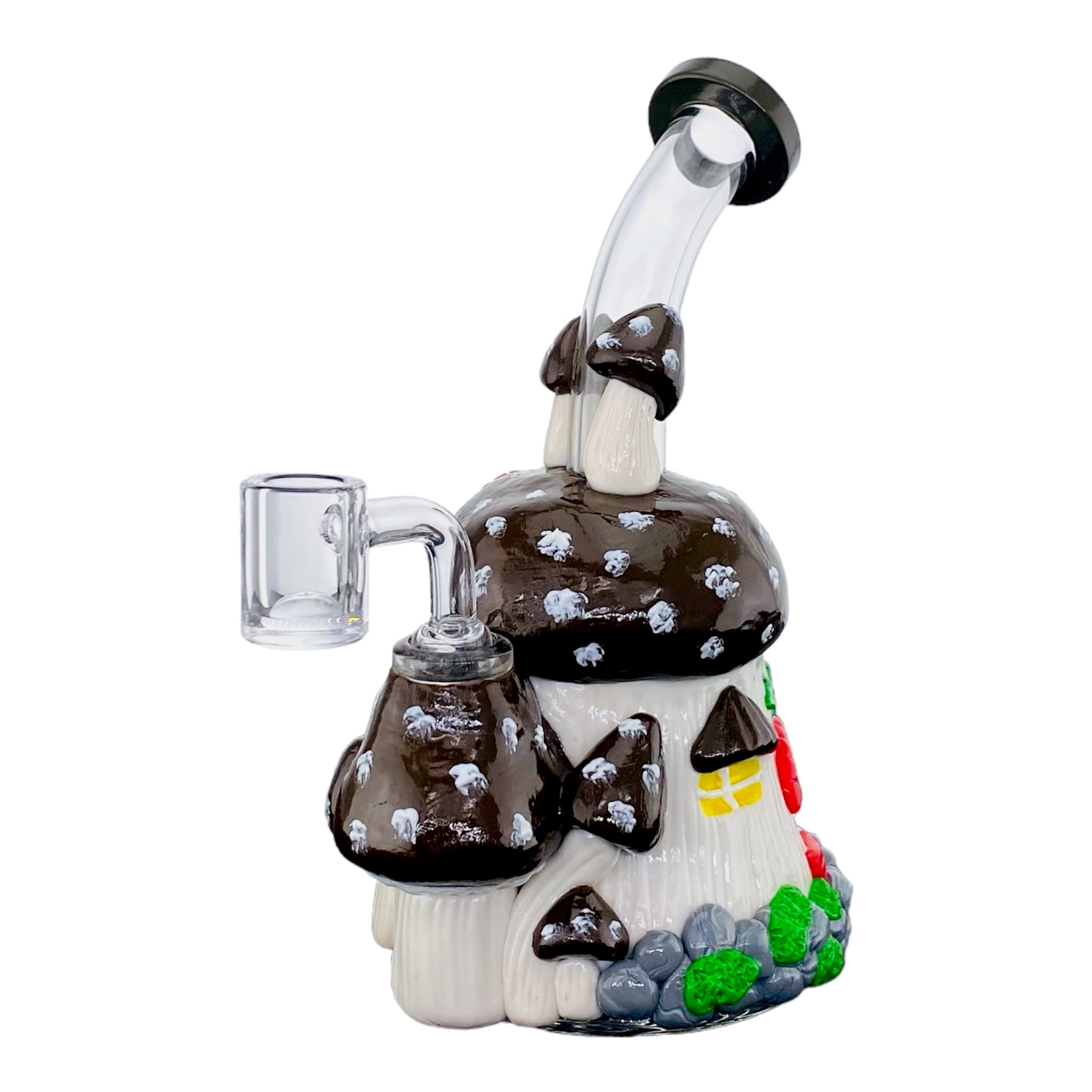 cute girly Brown And White Mushroom House Small Dab Rig for sale