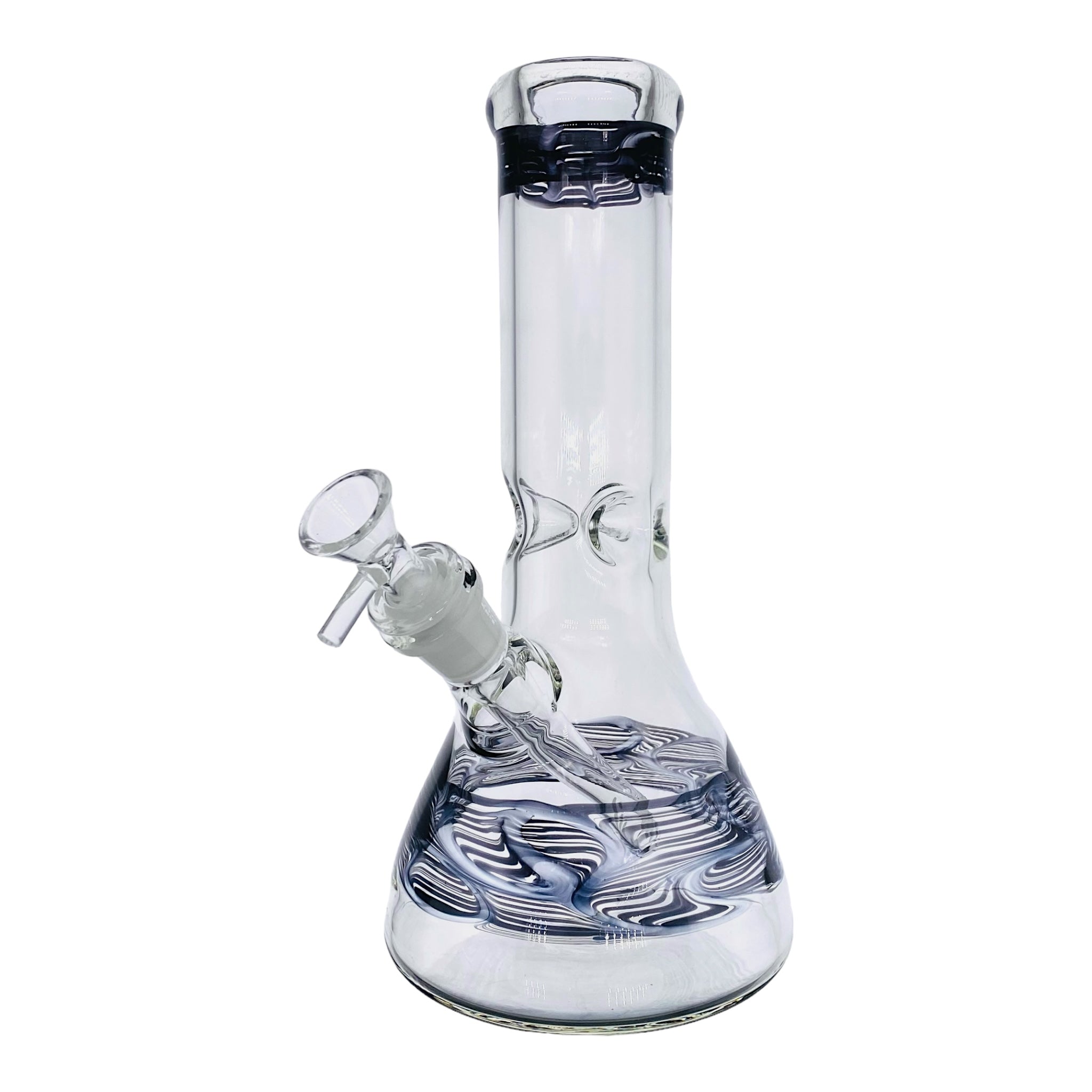 10 Inch Clear Beaker Glass Bong With Black Wrap And Rake
