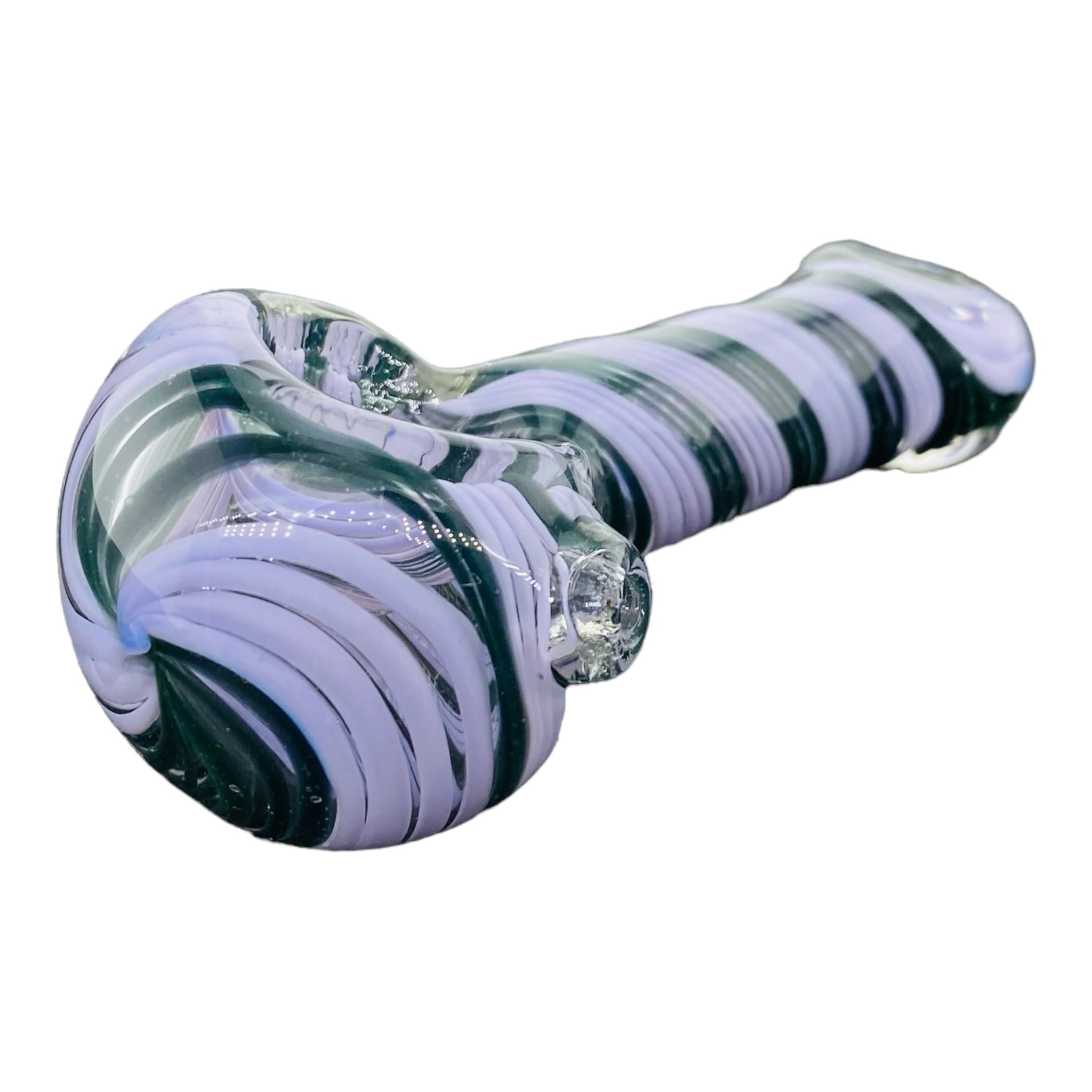 cute and girly Purple And Black Double Twist Glass Hand Pipe