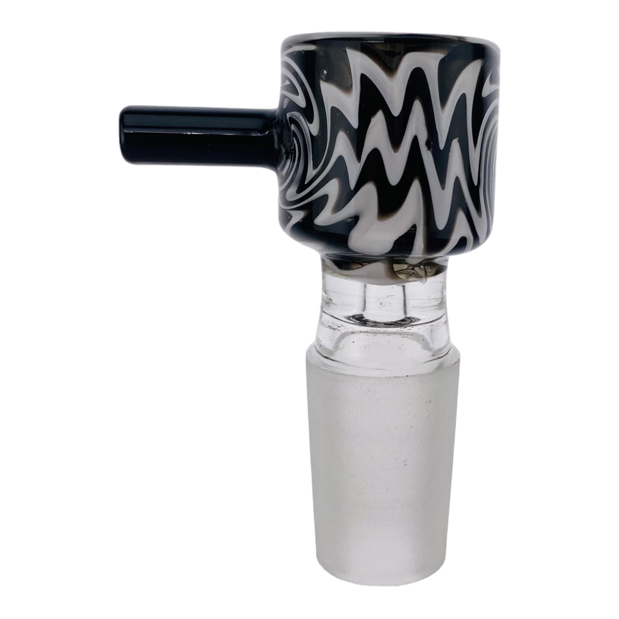 18mm Flower Bowl - Black And White Cylinder Straight Wall Bong Bowl Piece