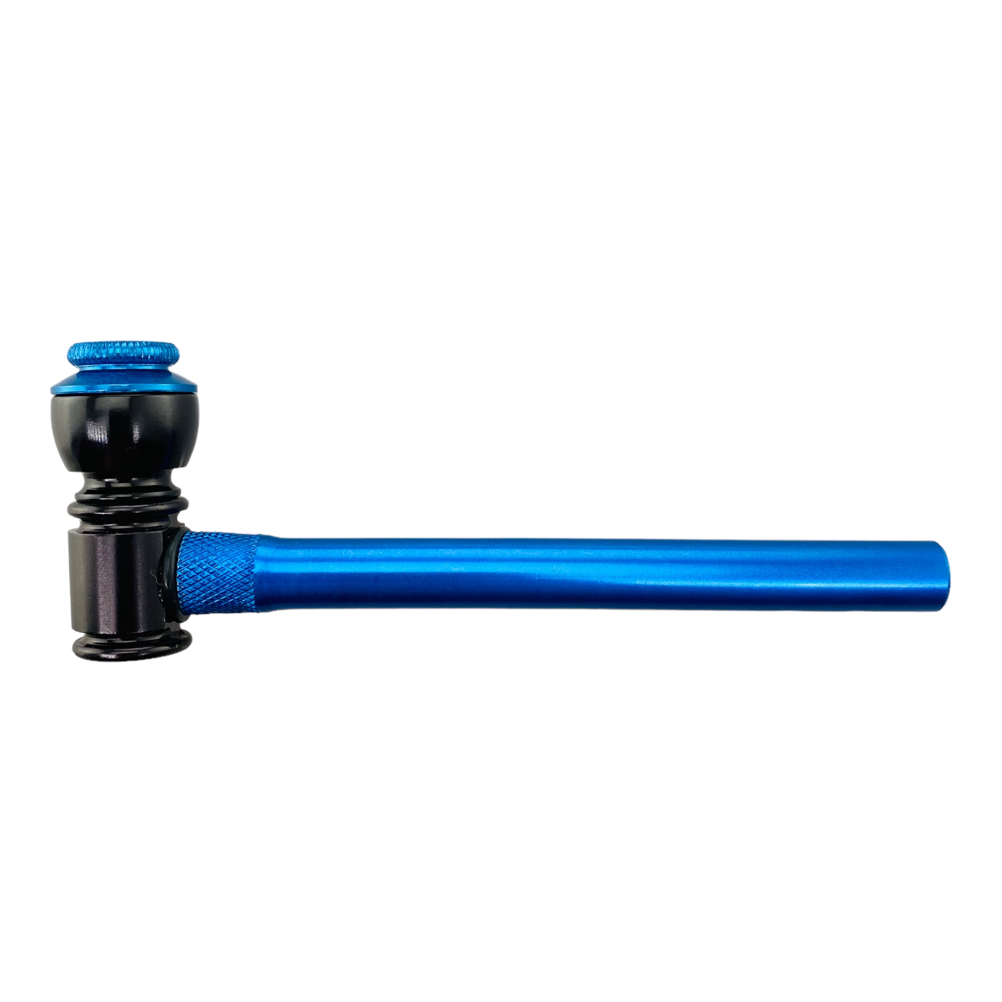 blue Metal Hand Pipes - Basic Narrow Long Stem Hand Pipe With Cap