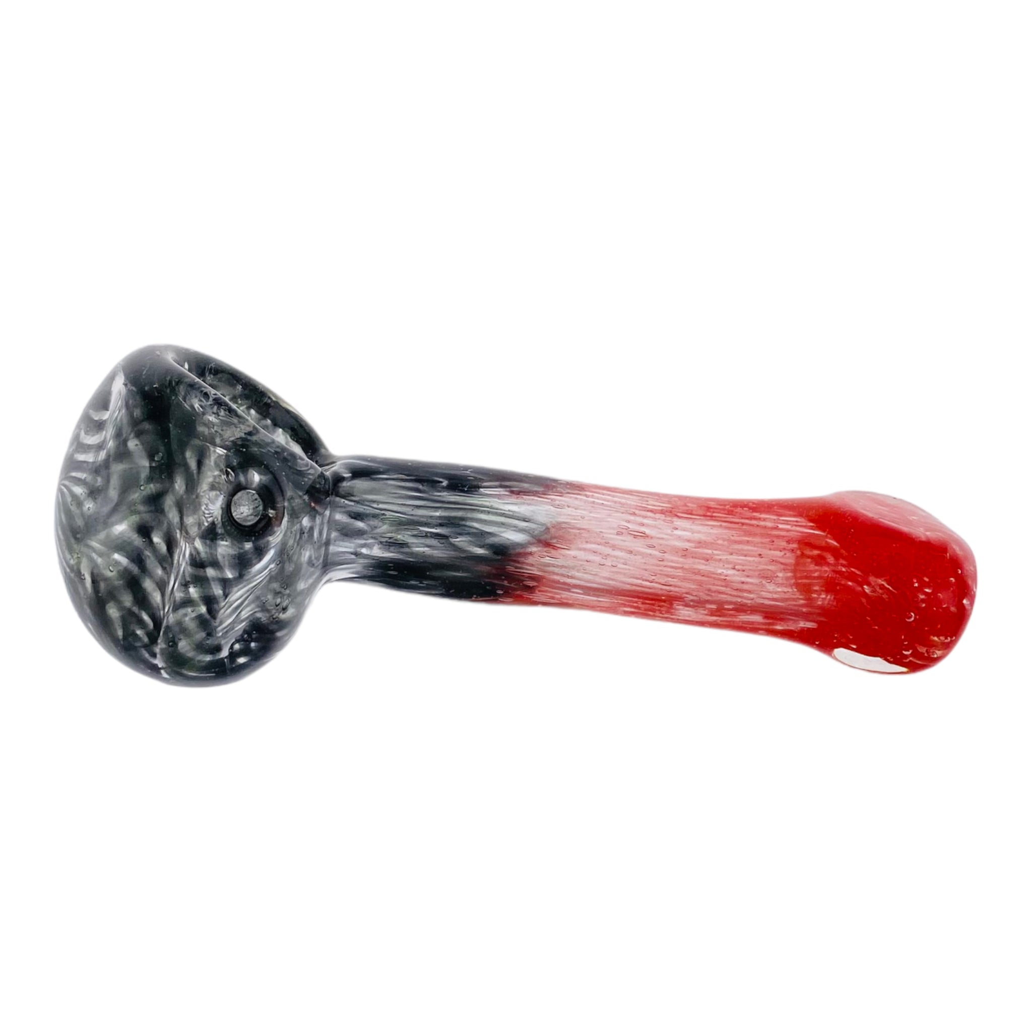 Basic Glass Spoon Pipe With Red And Black Spiral Color Twist