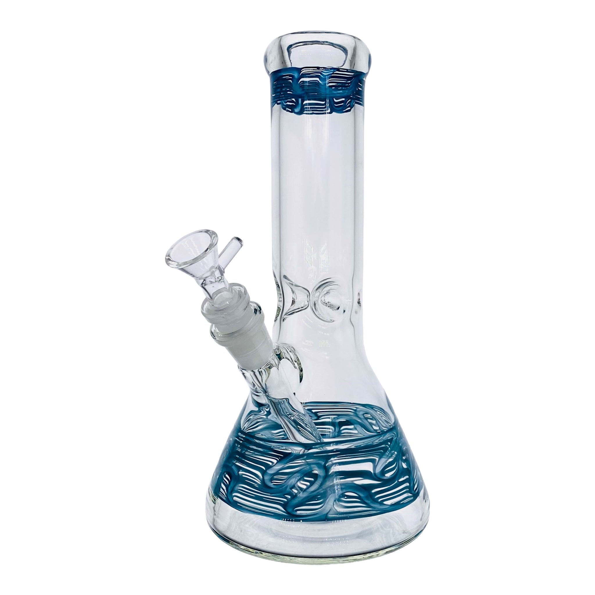 10 Inch Clear Beaker Glass Bong With Teal Wrap And Rake