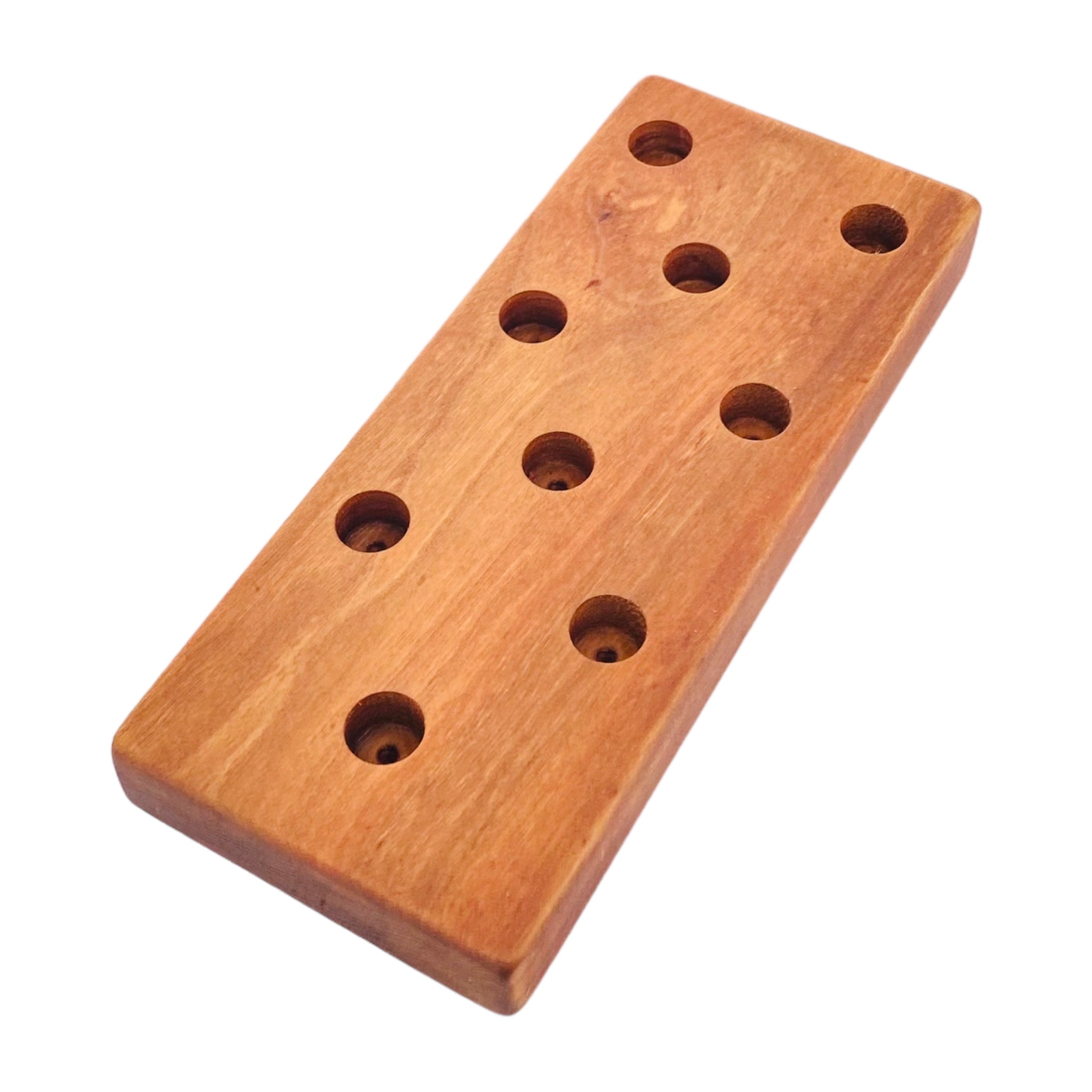 9 Hole Wood Display Stand Holder For 14mm Bong Bowl Pieces Or Quartz Bangers - Cherry Wood