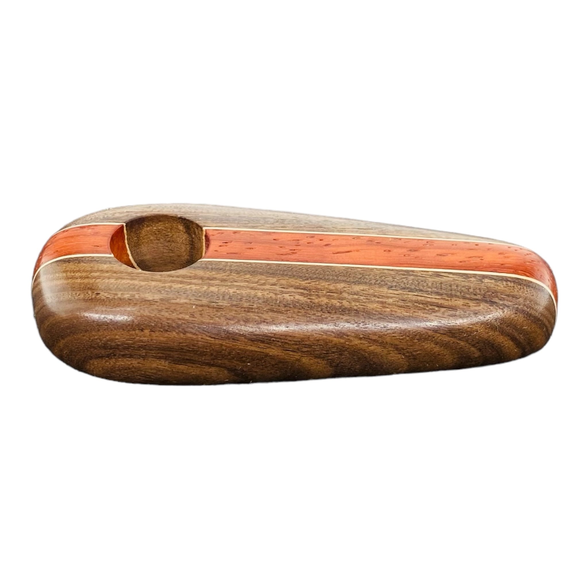 Wood Hand Pipe - Wide Oval Hand Pipe With Two Tone Hardwood
