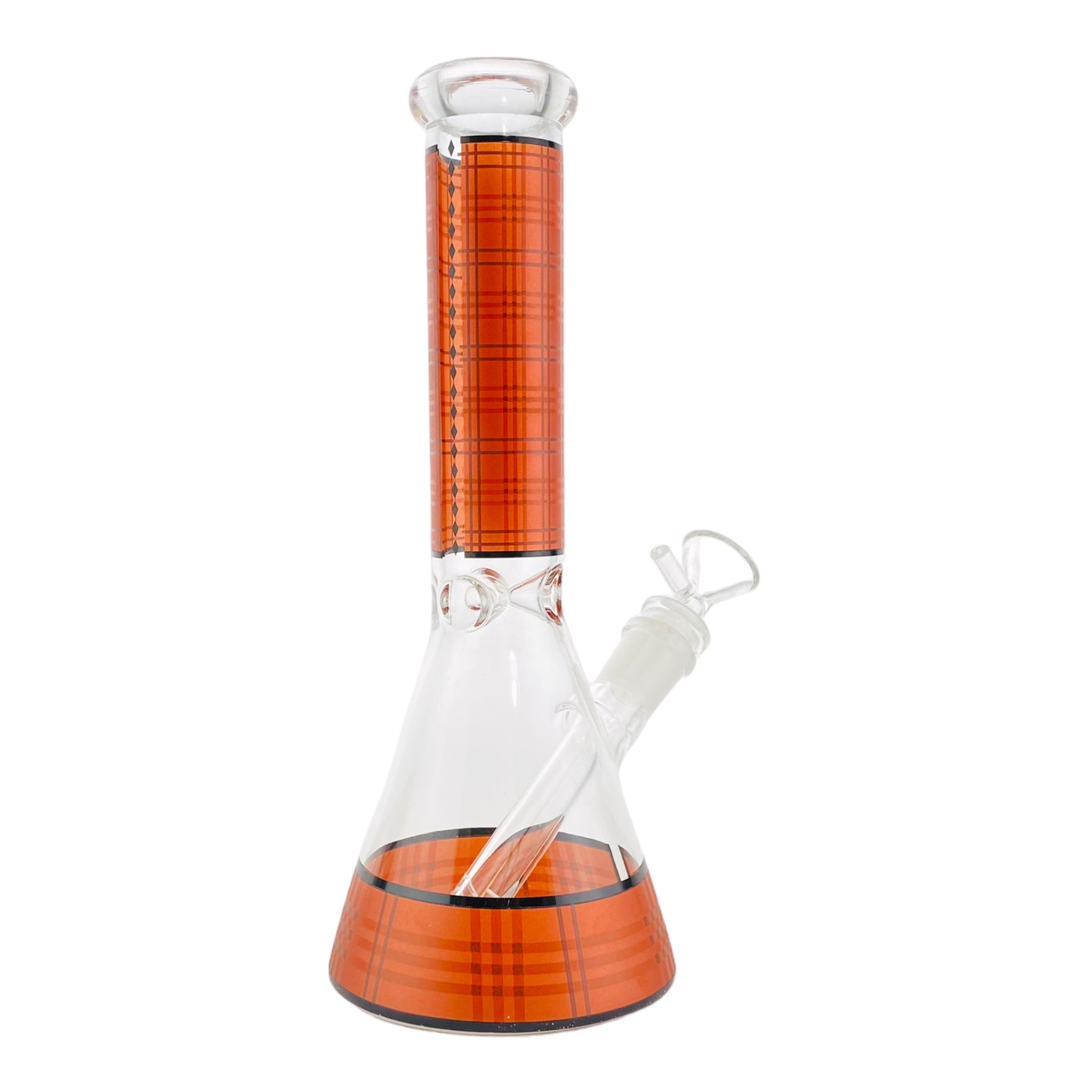 10 Inch Glass Beaker Bong With Red And Black Plaid