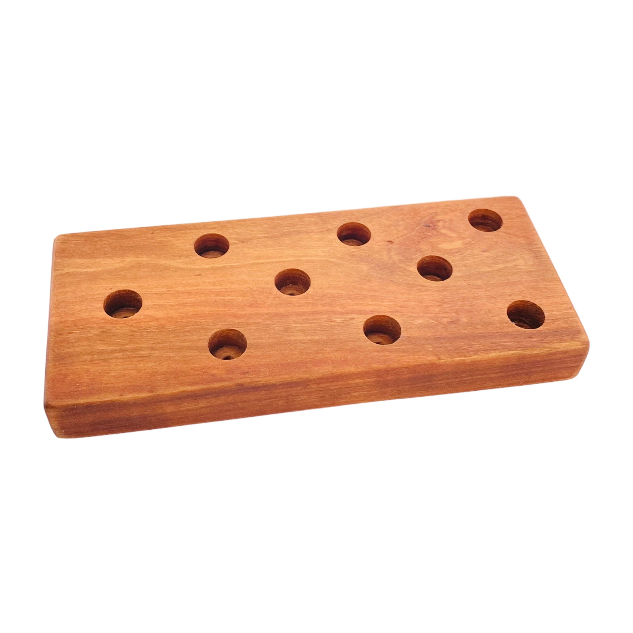 9 Hole Wood Display Stand Holder For 14mm Bong Bowl Pieces Or Quartz Bangers - Cherry Wood