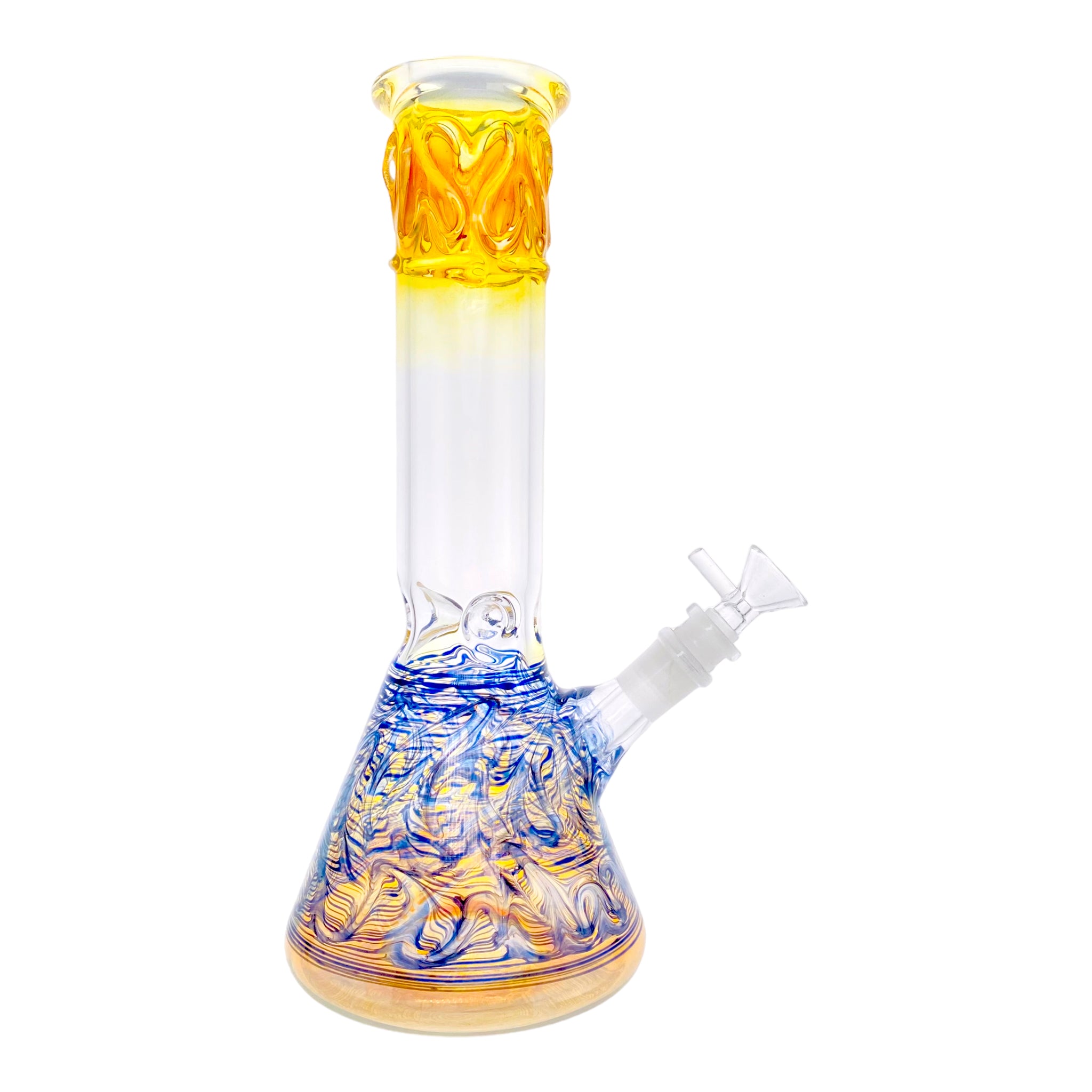12 Inch Beaker Bong With Color Changing Fuming And Blue Wrap And Rake