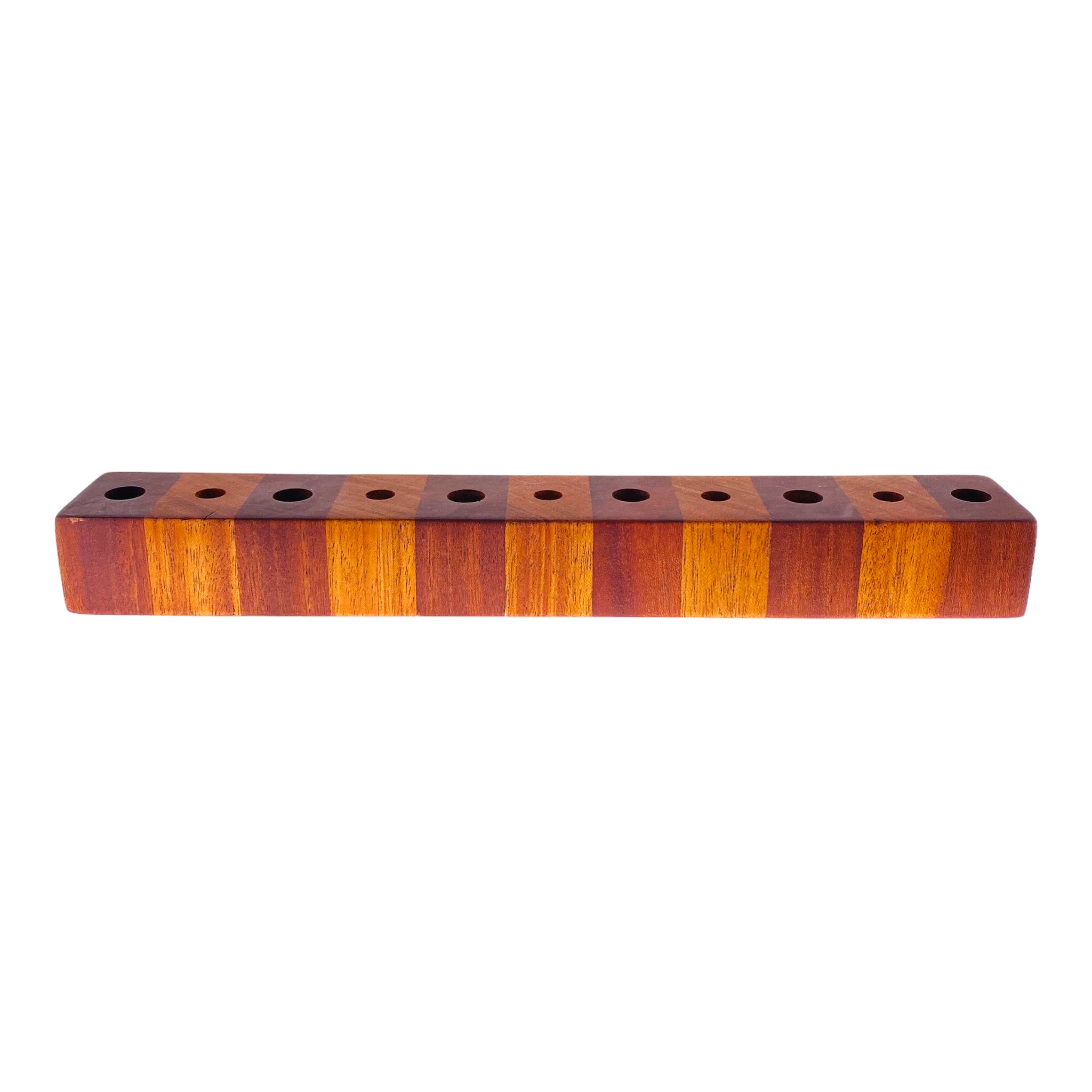 11 Hole Wood Display Stand Holder For 14mm And 10mm Bong Bowl Pieces Or Quartz Bangers - Butcher Block