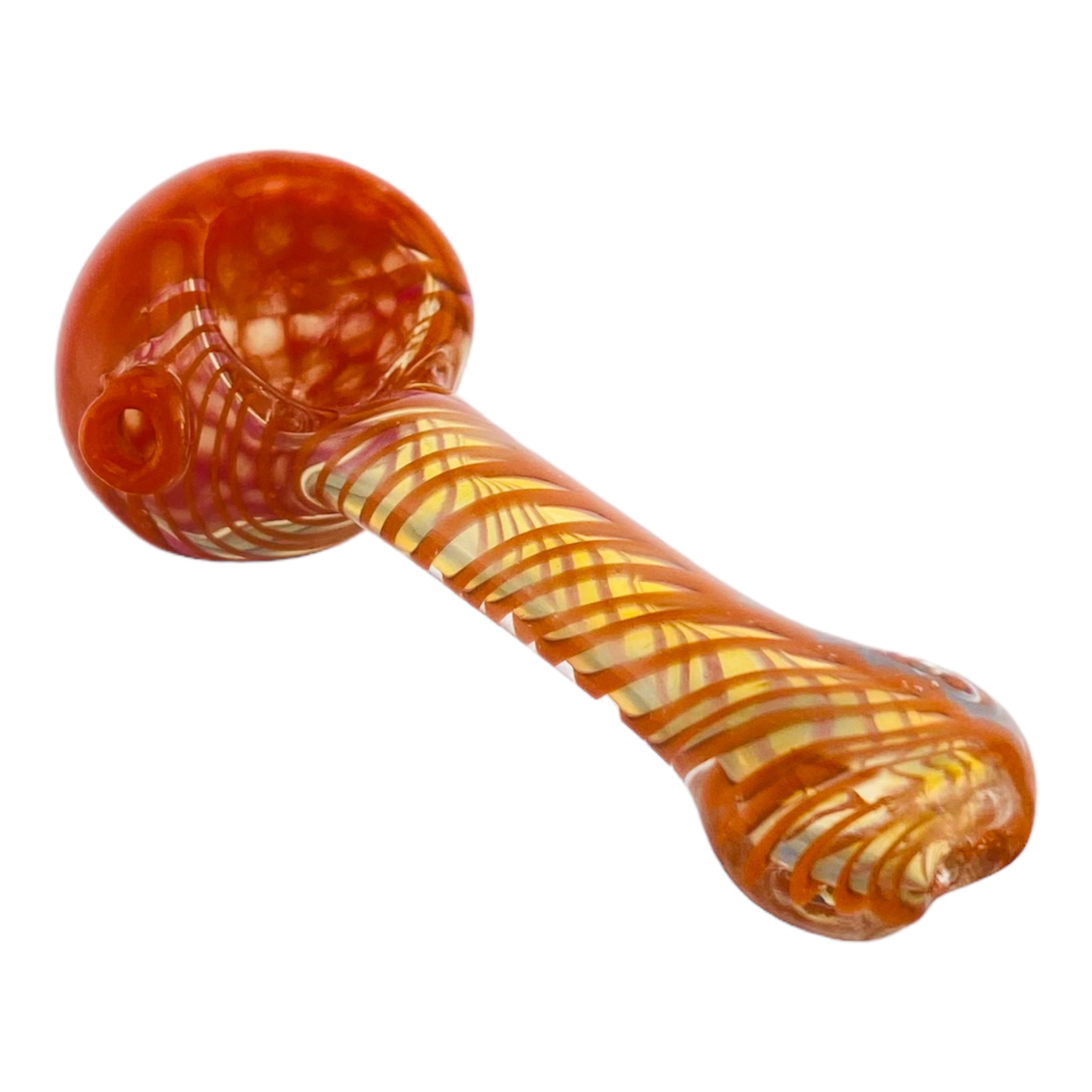Color Changing Glass Spoon Pipe With Orange Twist And Honeycomb End