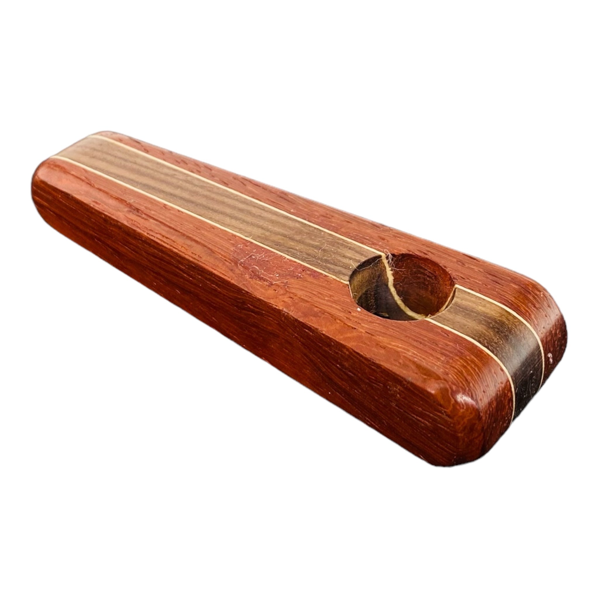 Wood Hand Pipe - Small Two Tone Hardwood Smoking Pipe