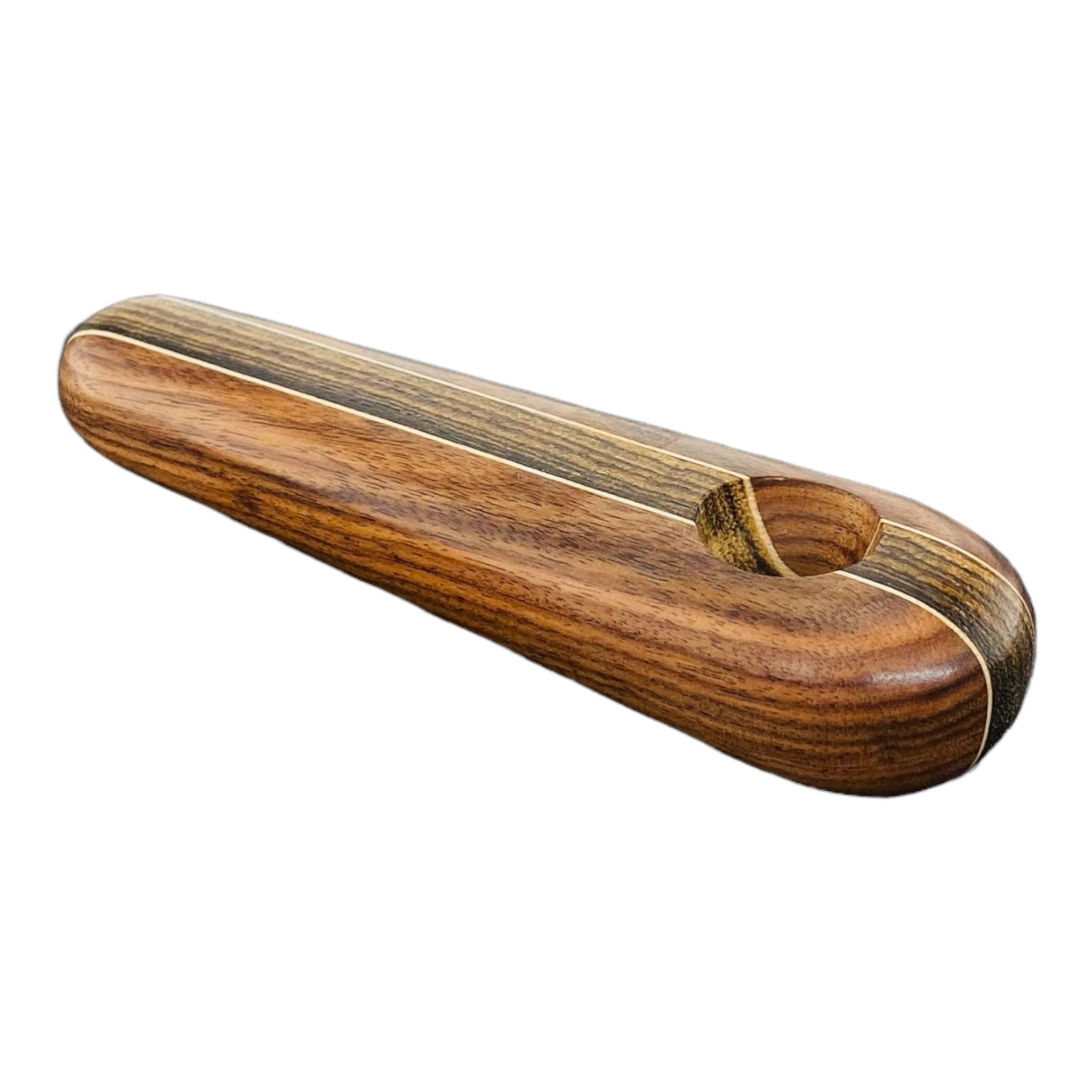 Wood Hand Pipe - Oval Wood Pipe With Two Tone Hardwood