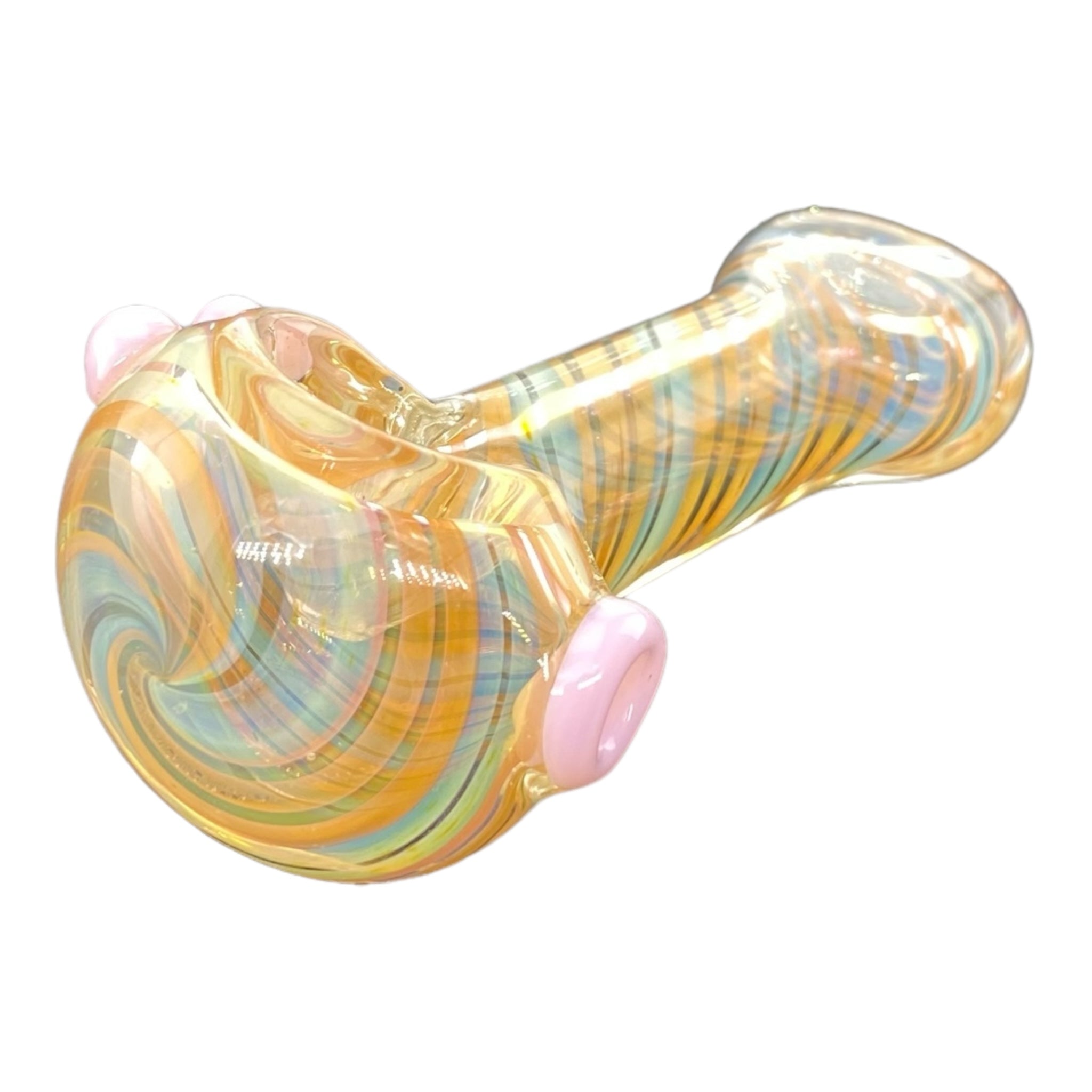 Small Color Changing Glass Hand Pipe With Pink Dots