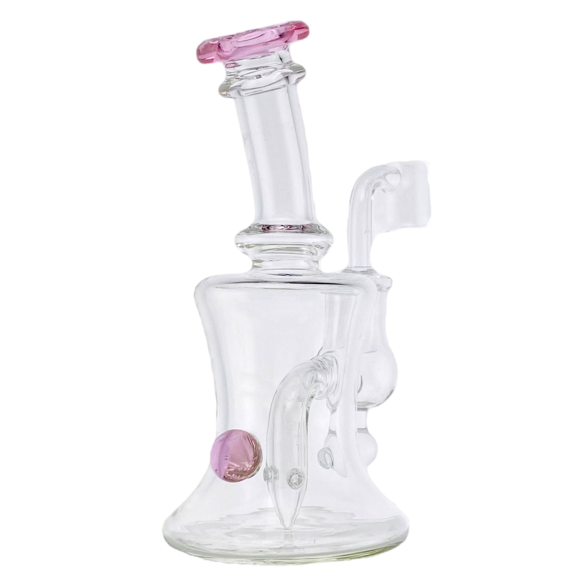 Mini Dab Rig With Pink Mouthpiece And Marble
