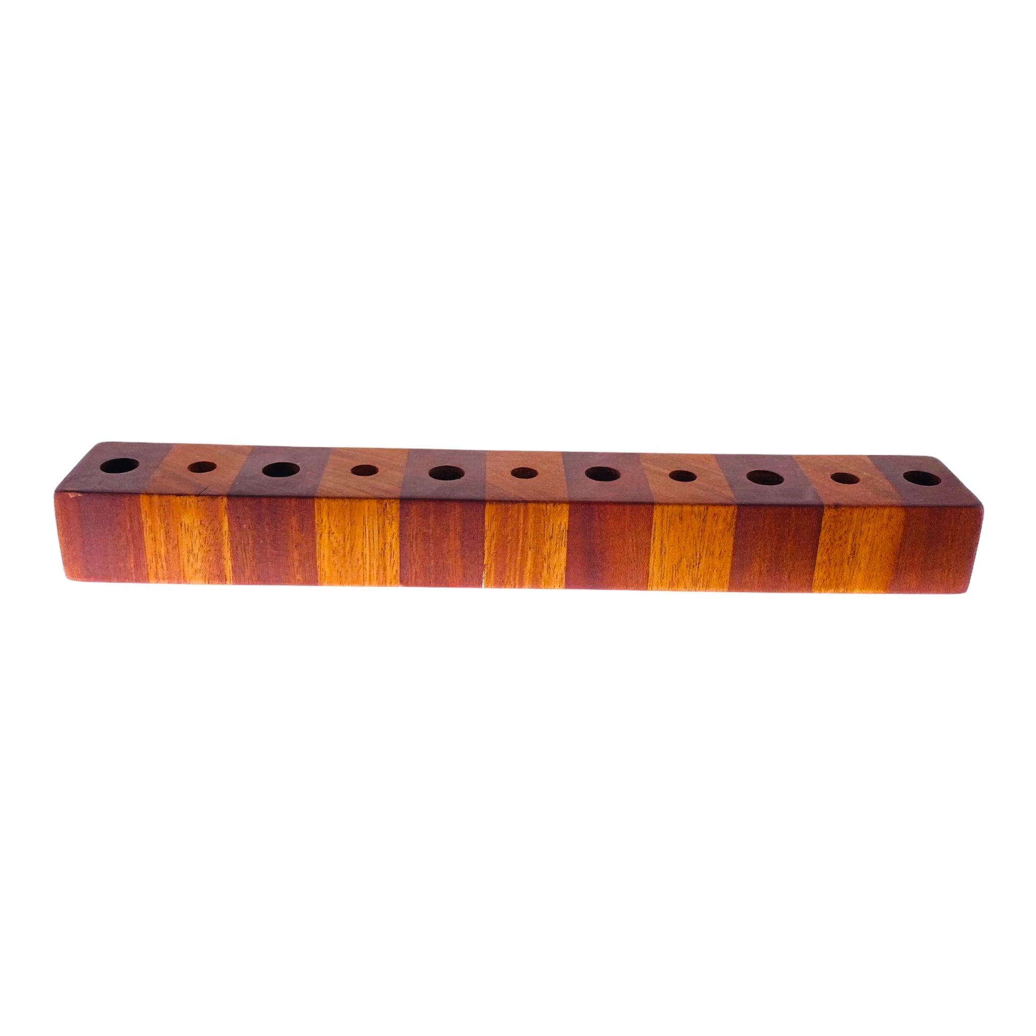 11 Hole Wood Display Stand Holder For 14mm And 10mm Bong Bowl Pieces Or Quartz Bangers - Butcher Block