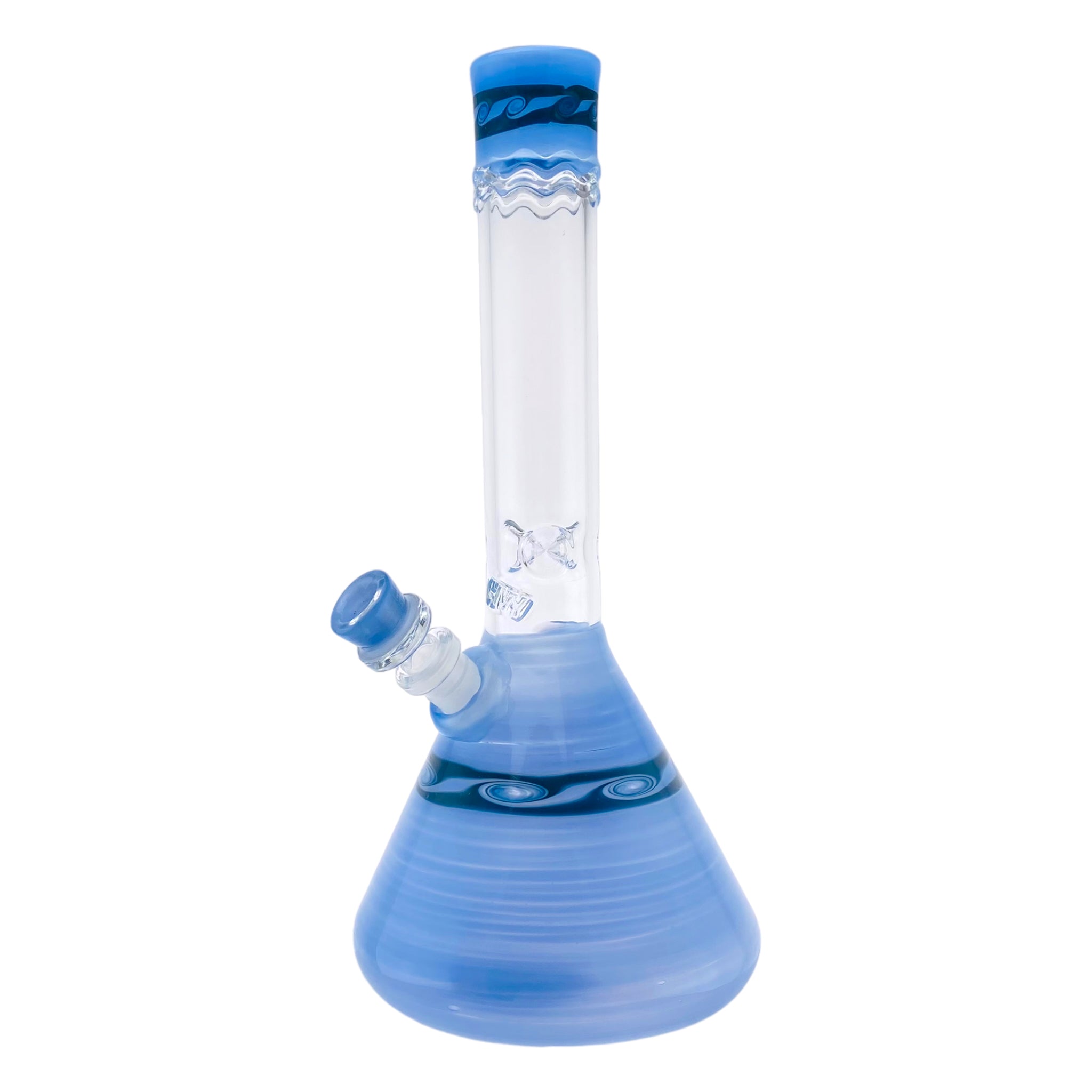 HVY Glass - Light Blue And Black Twirl Beaker Bong