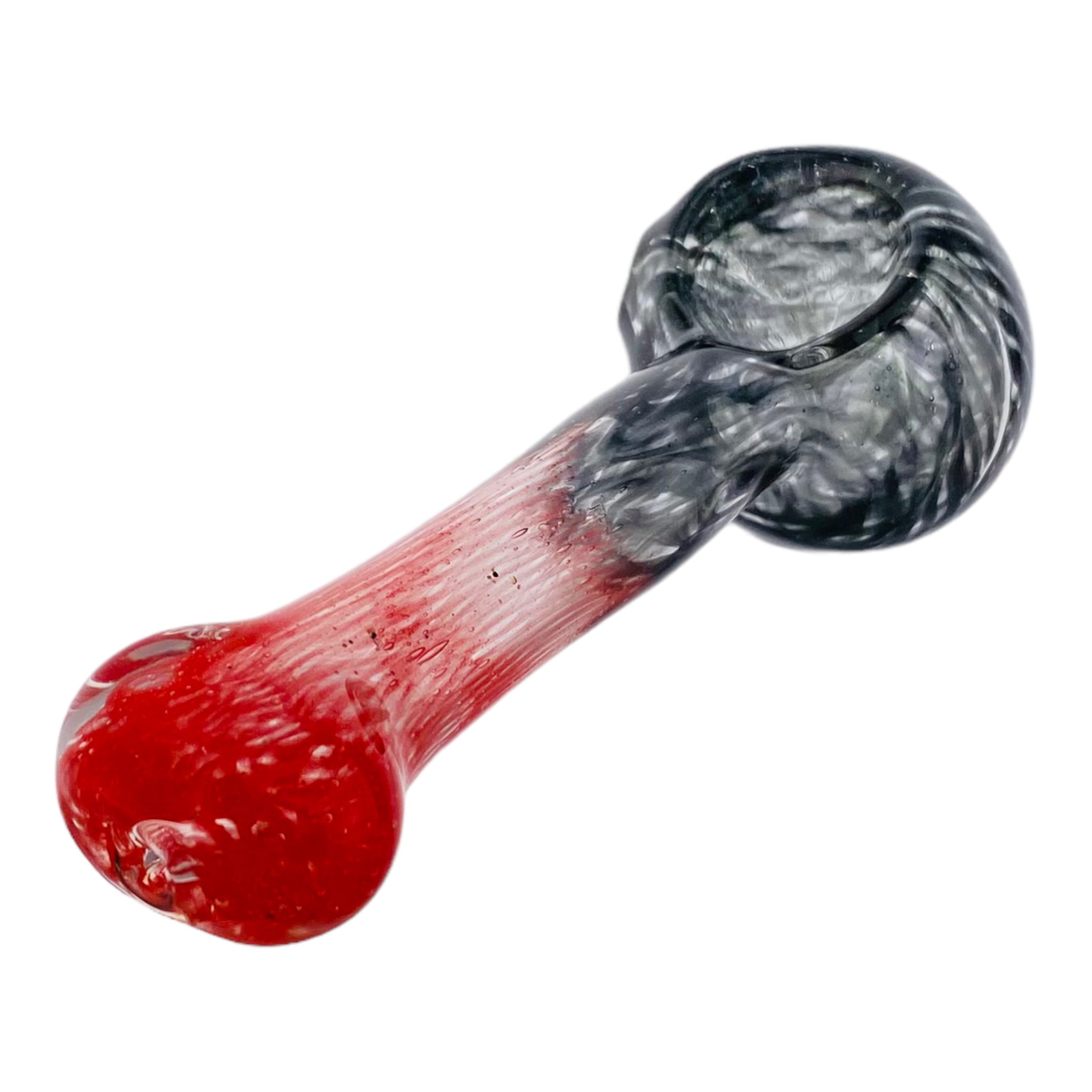 Basic Glass Spoon Pipe With Red And Black Spiral Color Twist