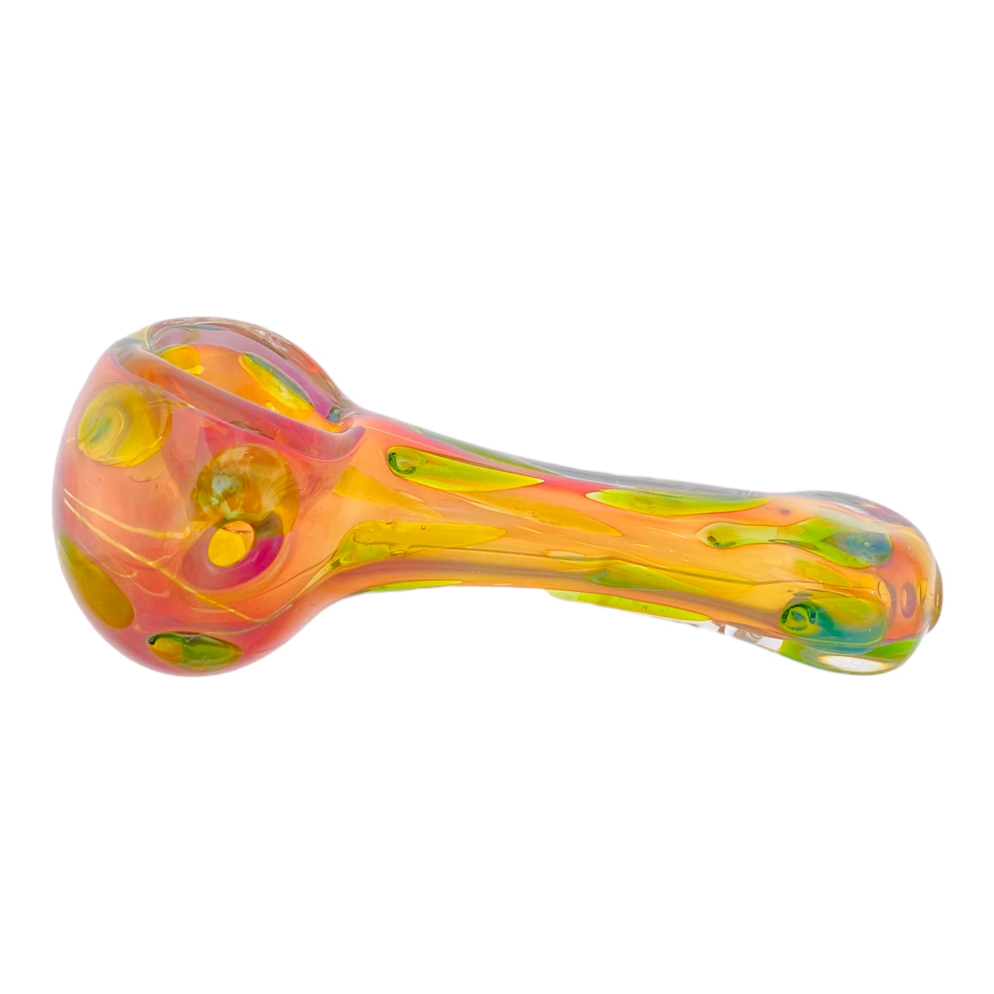Gold Color Changing Glass Spoon Pipe With Green Dots