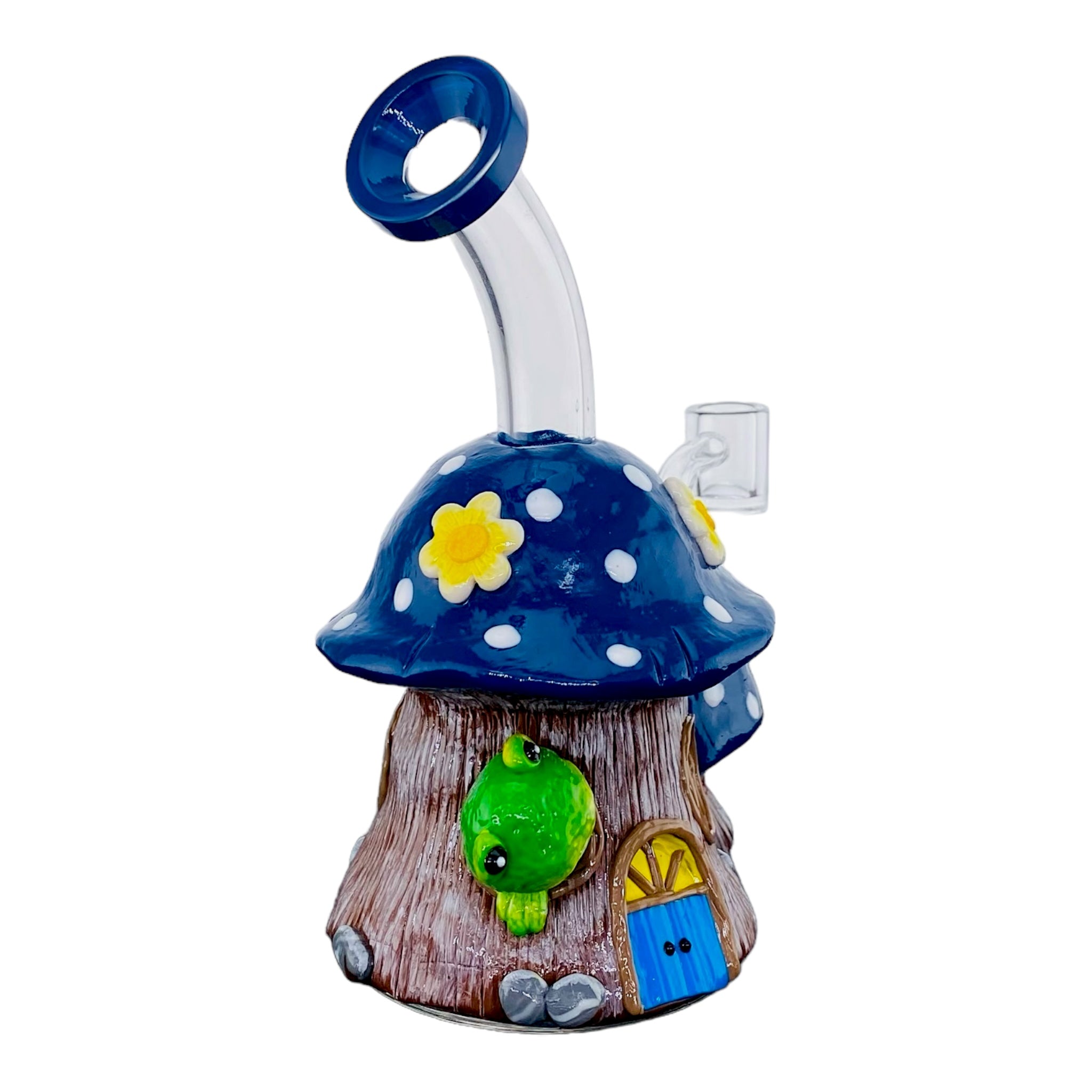 cute girly Blue And White Mushroom Small Dab Rig With Frog for sale