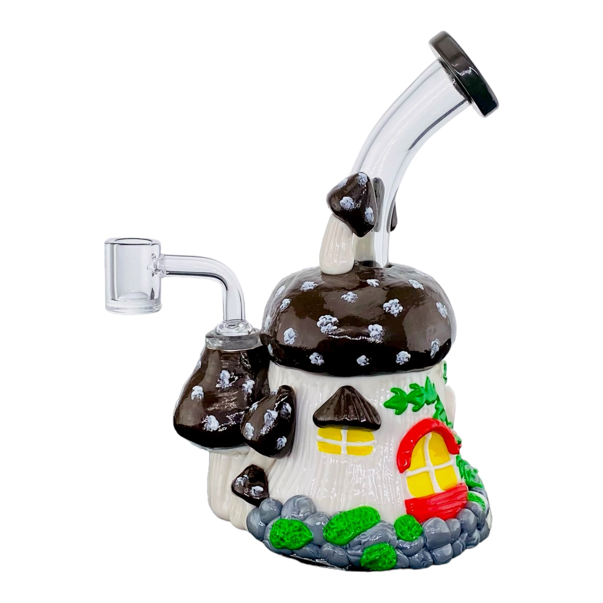 cute girly Brown And White Mushroom House Small Dab Rig for sale