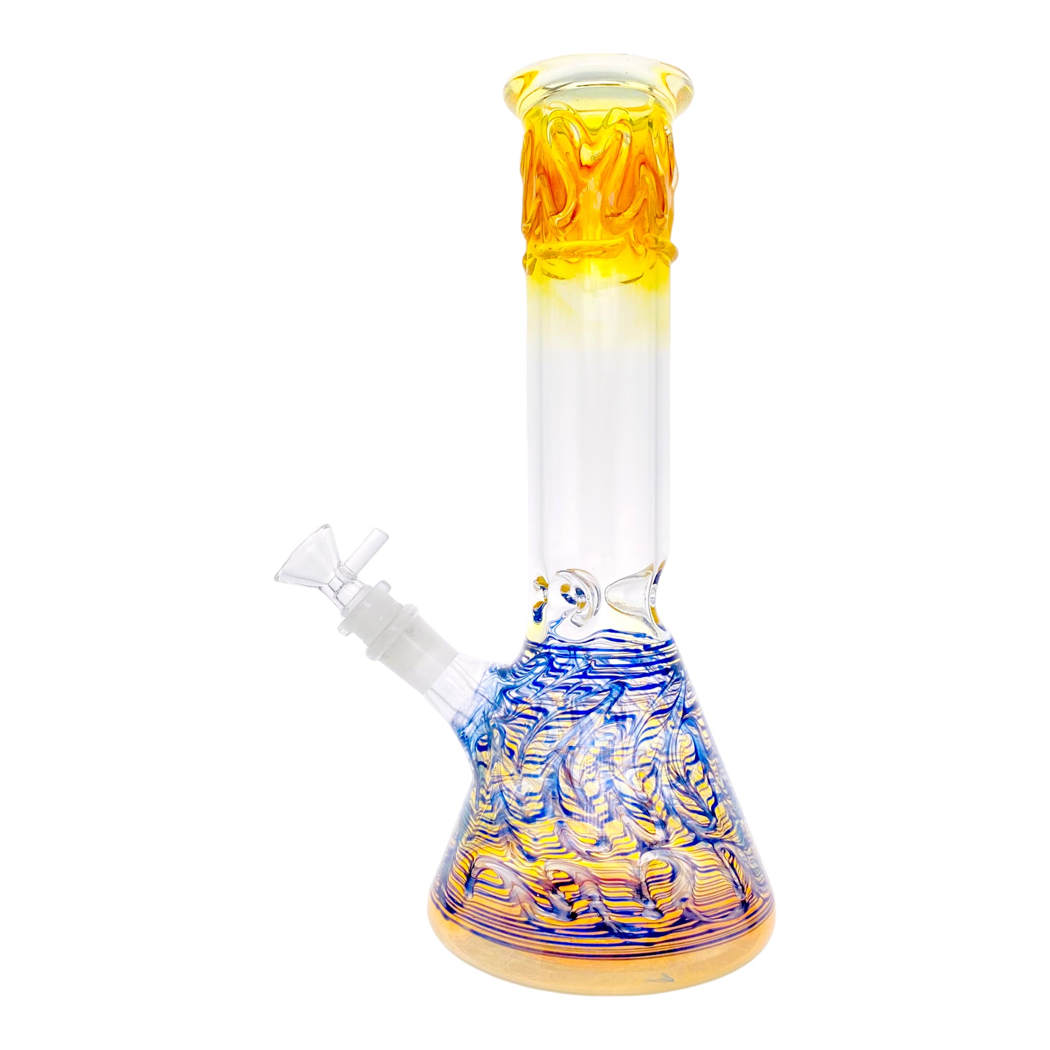 12 Inch Beaker Bong With Color Changing Fuming And Blue Wrap And Rake