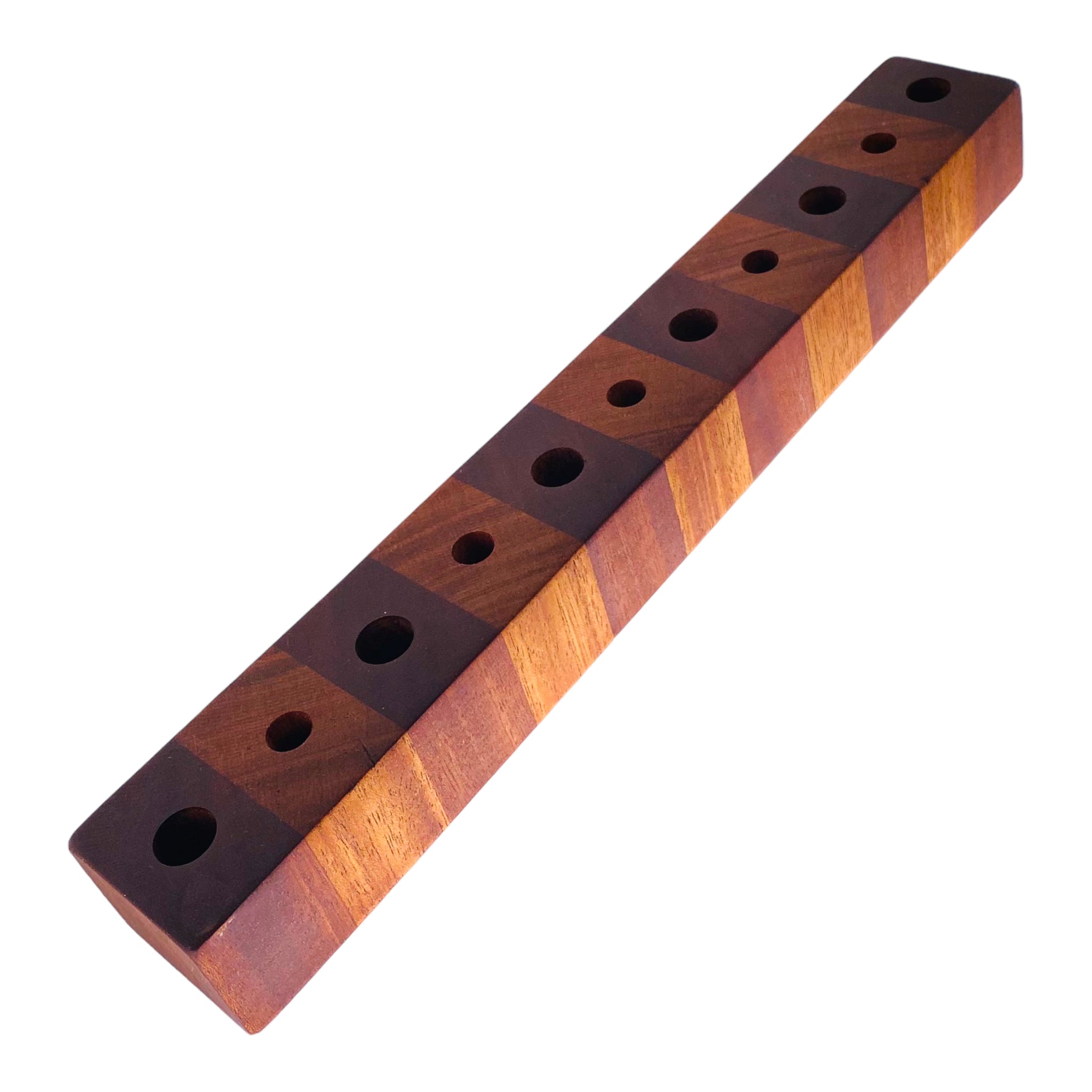 11 Hole Wood Display Stand Holder For 14mm And 10mm Bong Bowl Pieces Or Quartz Bangers - Butcher Block