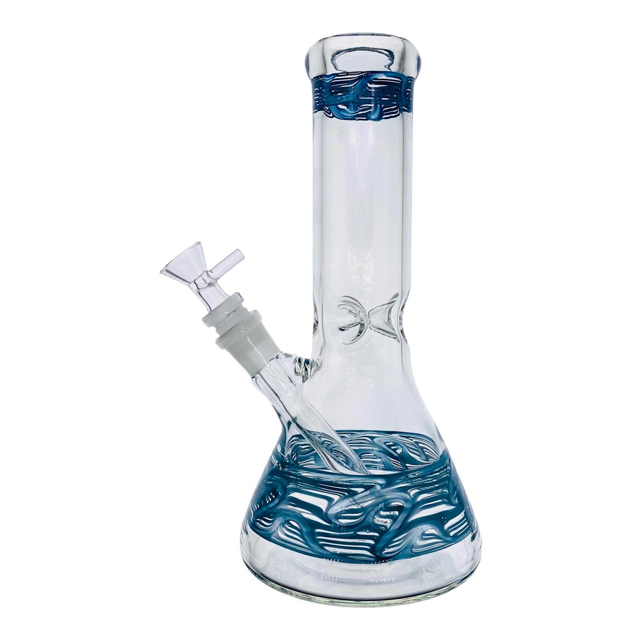 10 Inch Clear Beaker Glass Bong With Teal Wrap And Rake